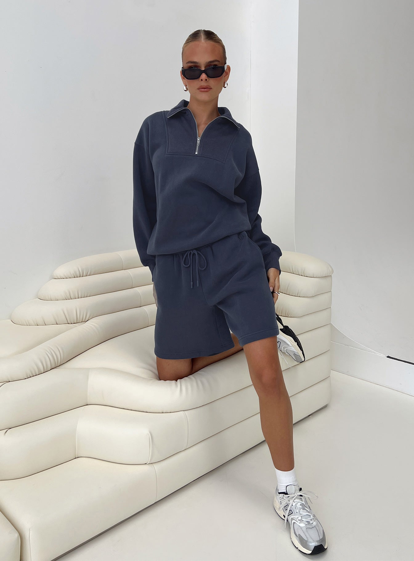 Dream Fleece Quarter Zip Sweatshirt Navy - Image 8