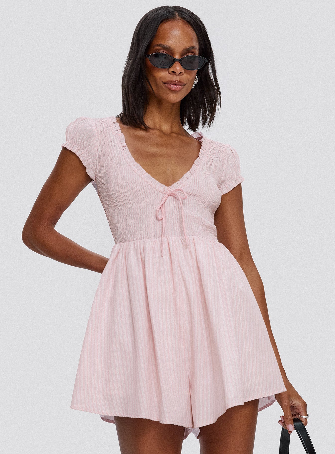 Wescott Stripe Playsuit Pink / White - Image 8