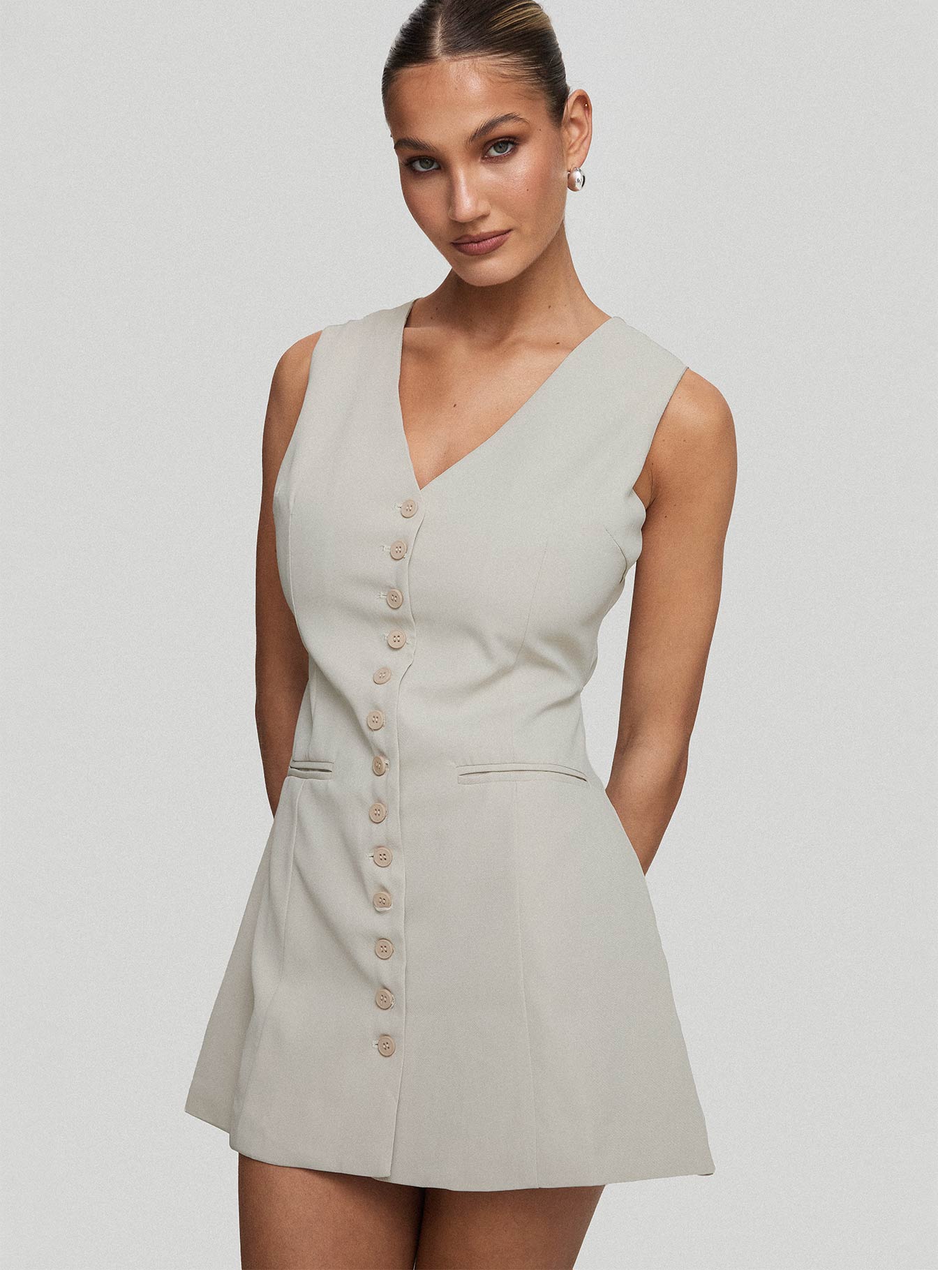 Katja Mini Dress Oyster - Image 8