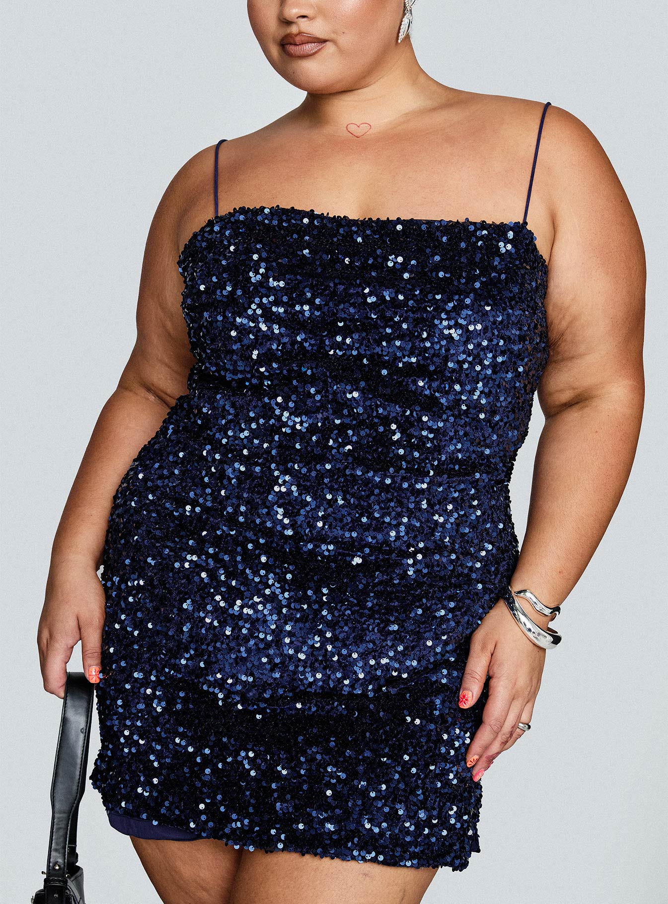 Layney Sequin Mini Dress Navy Curve - Image 8