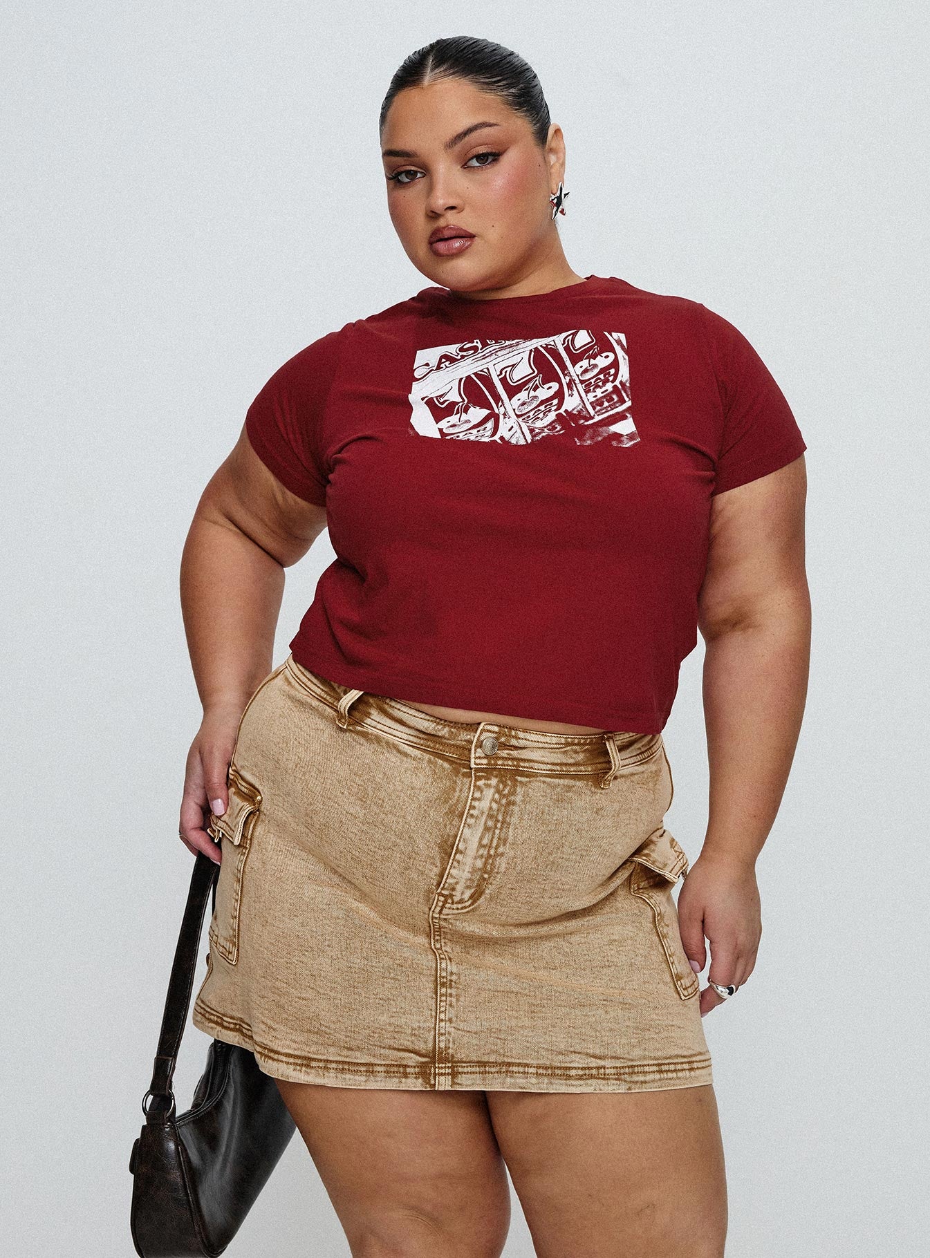 Velveta Low Rise Denim Skirt Camel Curve - Image 8