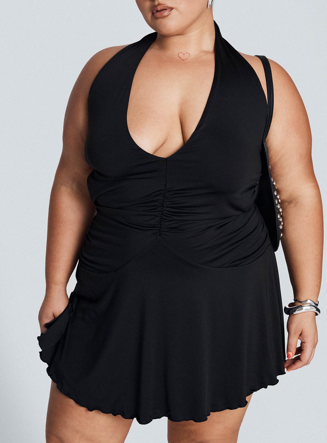 Maeva Halter Mini Dress Black Curve - Image 8