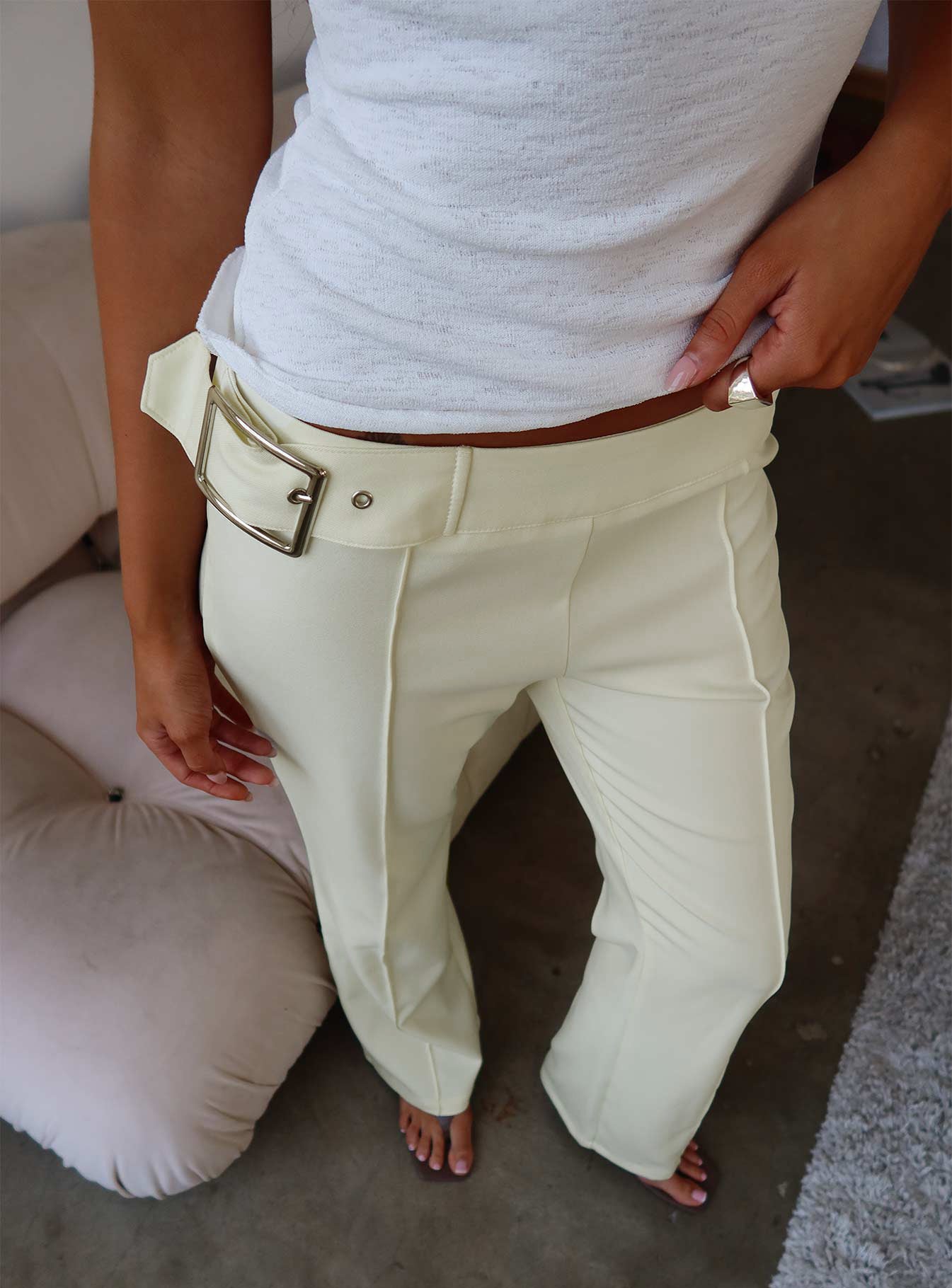 Alyanna Hardware Pants Cream - Image 8
