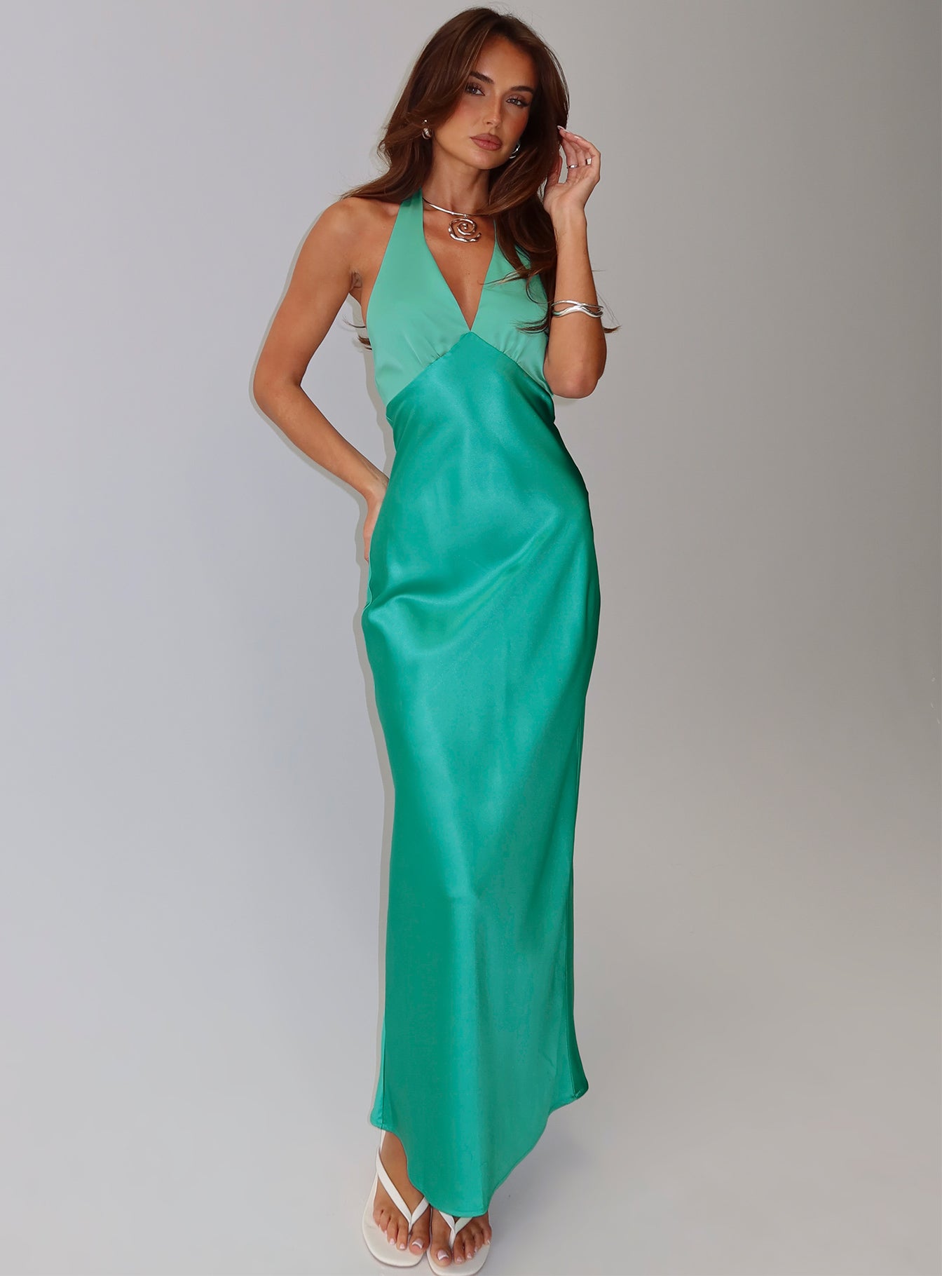 Annalia Scarf Tie Maxi Dress Aqua - Image 8
