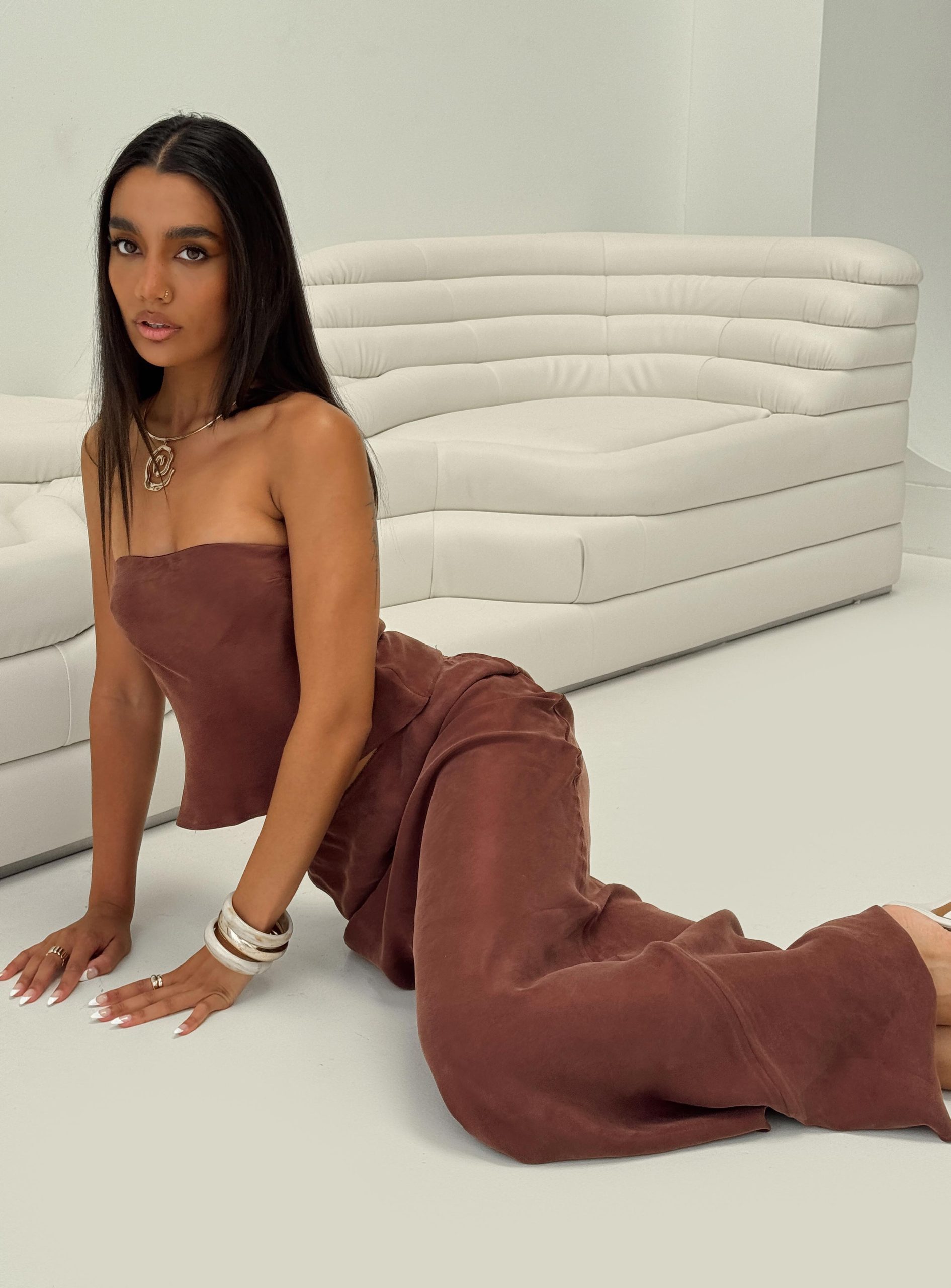 Lucelia Strapless Top Brown - Image 8