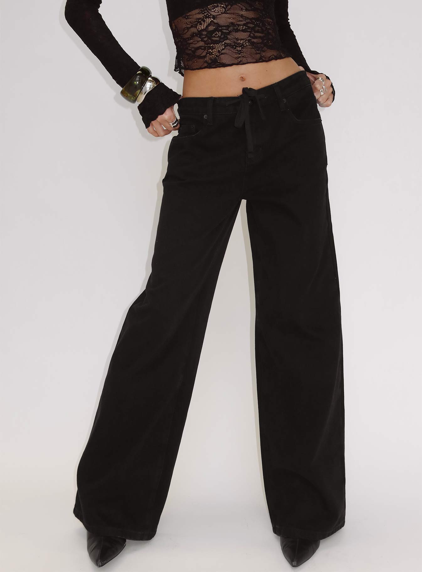 Mellowed Out Low Rise Straight Leg Jeans Washed Black - Image 8