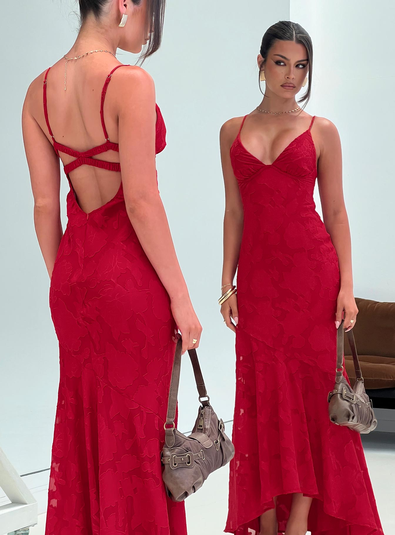 Cyrene Maxi Dress Red - Image 8