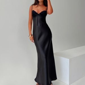 Fadyen Bias Cut Maxi Dress Black Petite