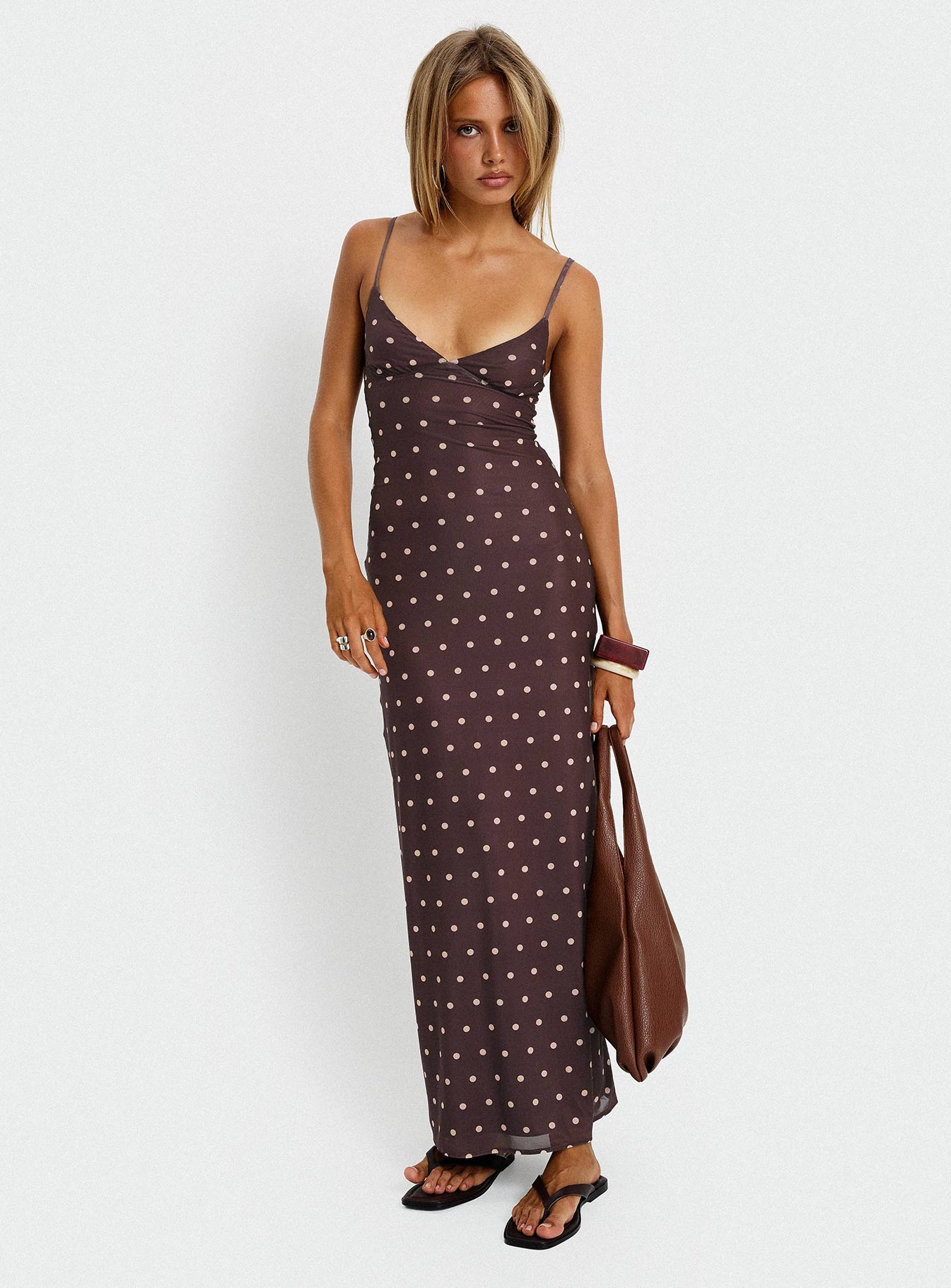 Glass Half Full Mesh Maxi Dress Plum / Pink Polka Dot - Image 8