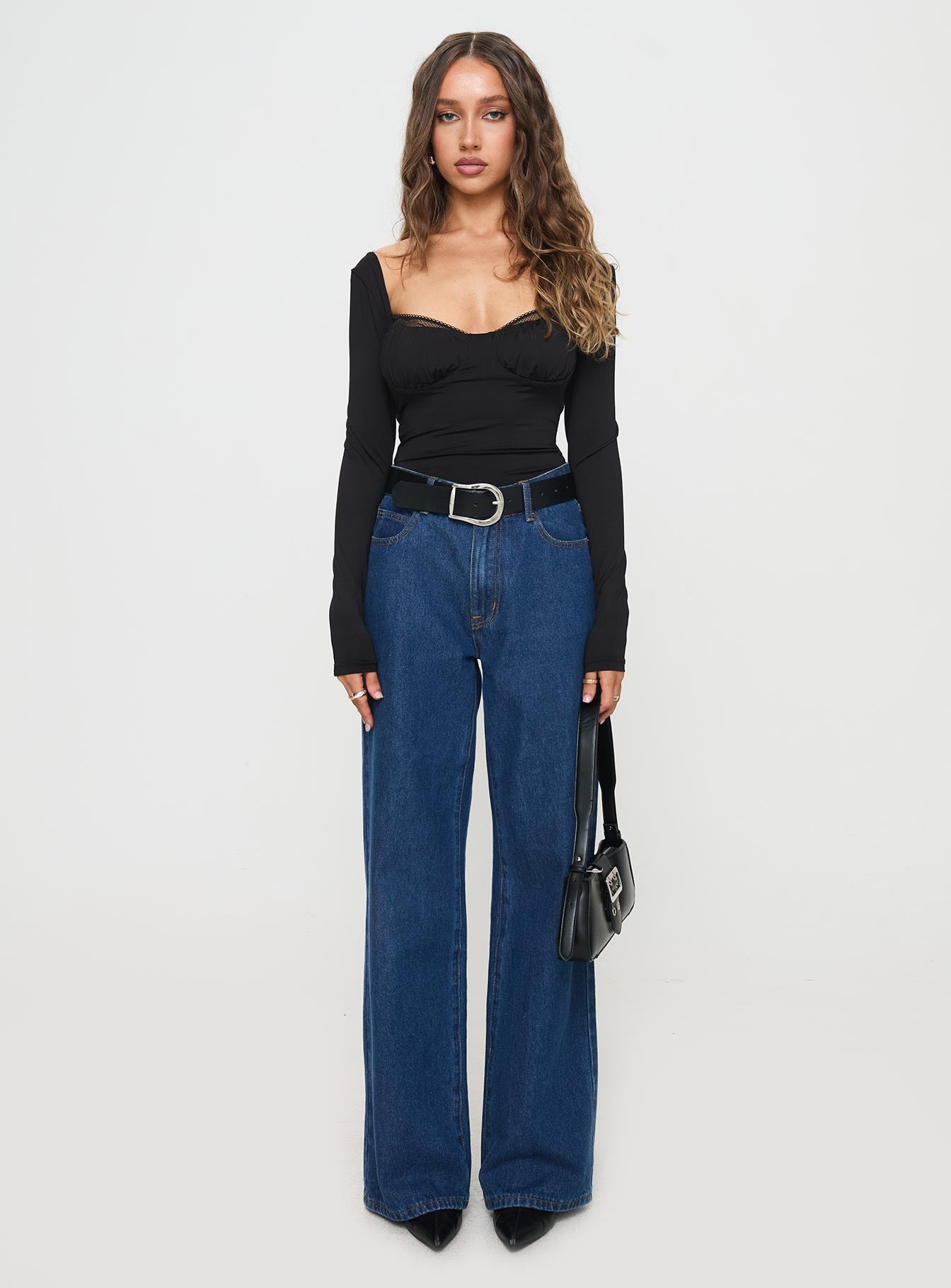 Peekaboo Long Sleeve Bodysuit Black - Image 8