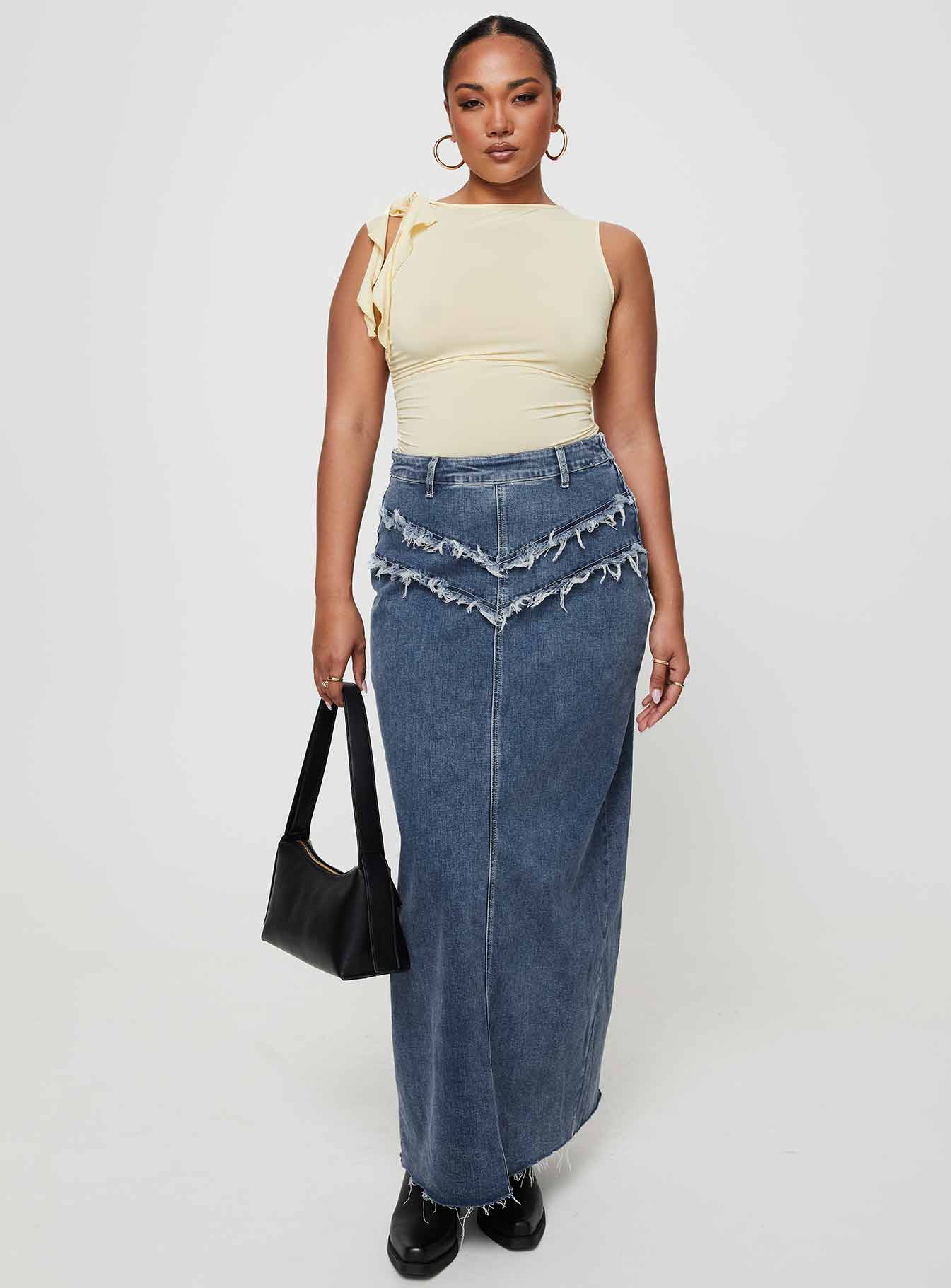 Lune Denim Maxi Skirt Blue - Image 8