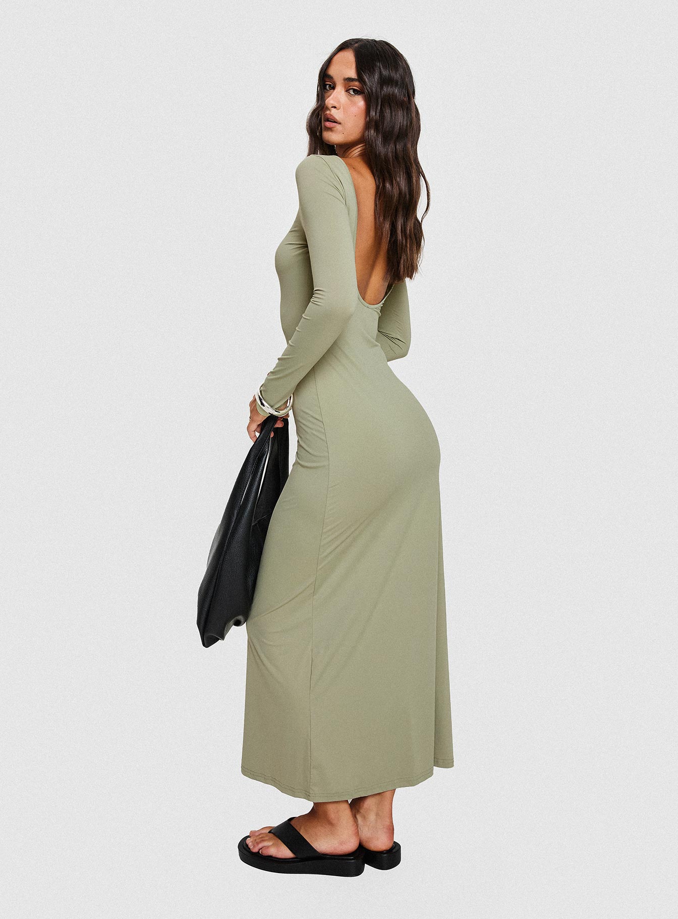 Rain Fire Long Sleeve Maxi Dress Sage - Image 8