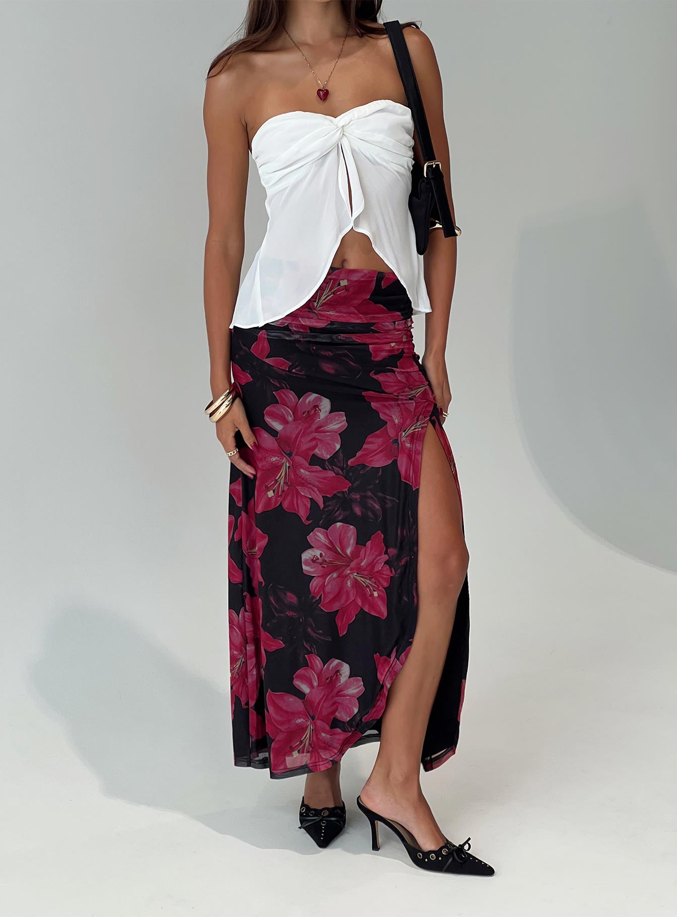 Cooperi Maxi Skirt Black / Red Floral - Image 8