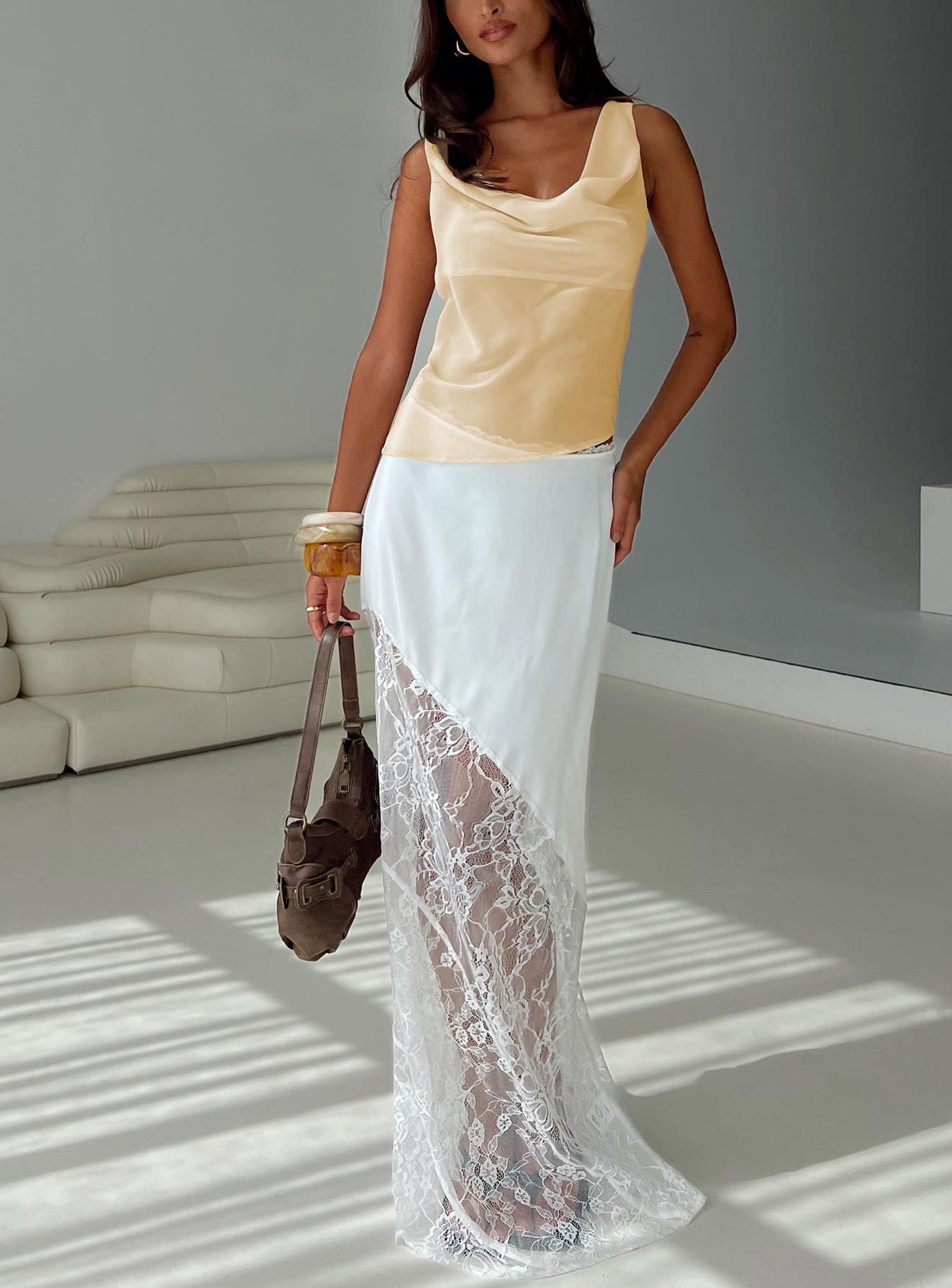 Castelli Lace Maxi Skirt White - Image 8