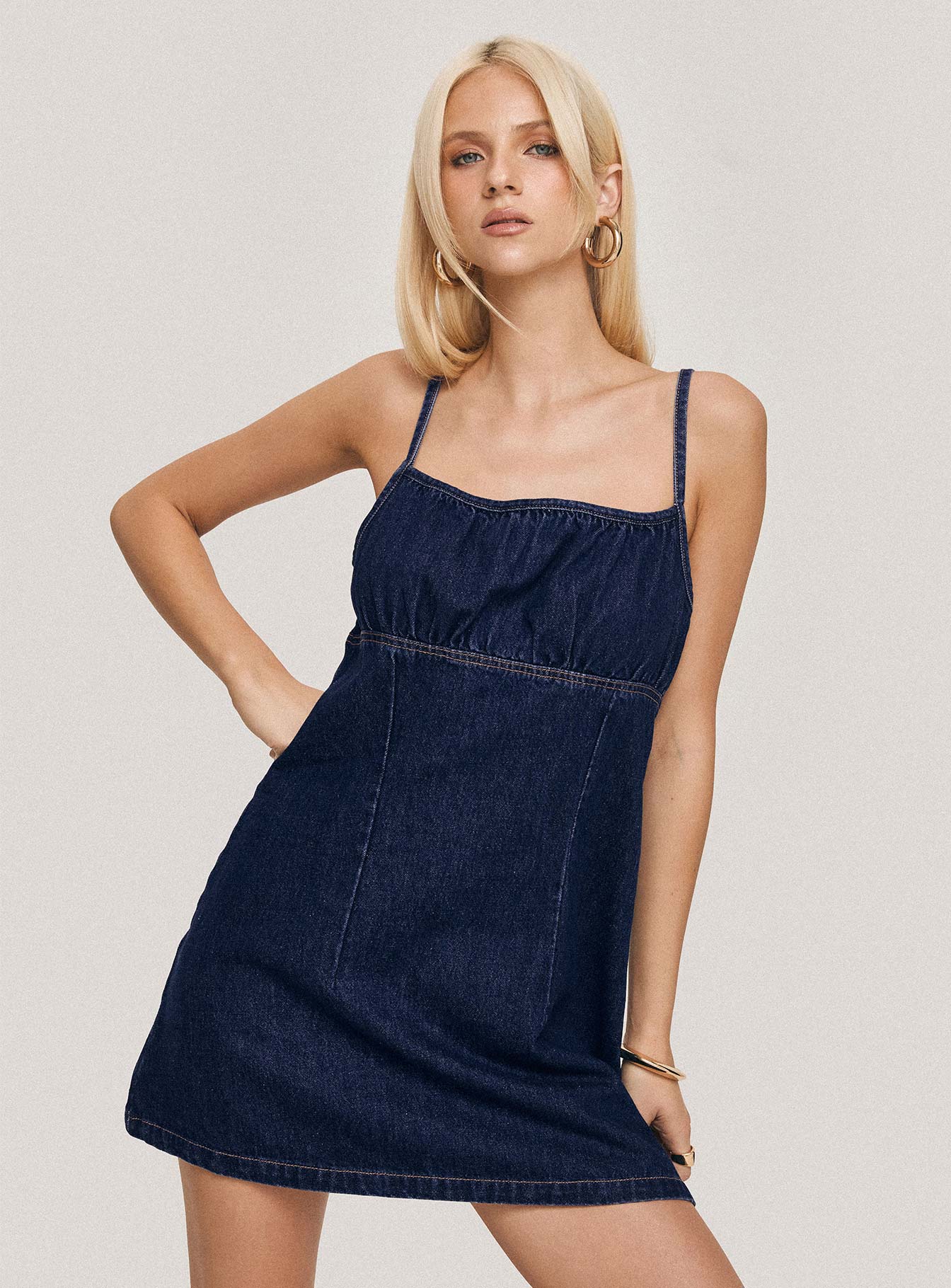 Adria Denim Mini Dress Indigo - Image 8