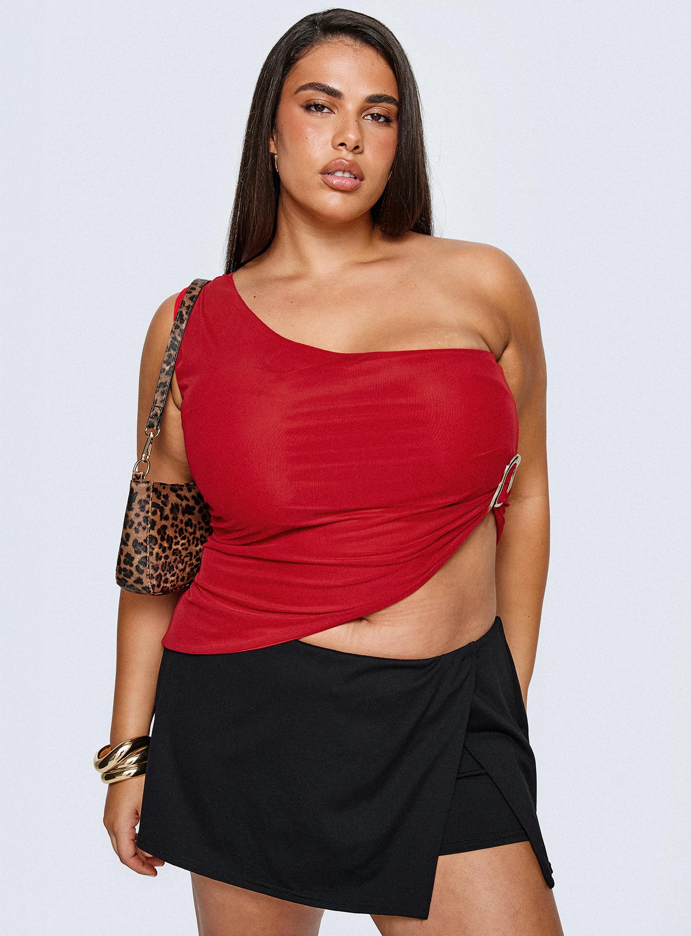 Machiatto One Shoulder Top Red Curve - Image 8