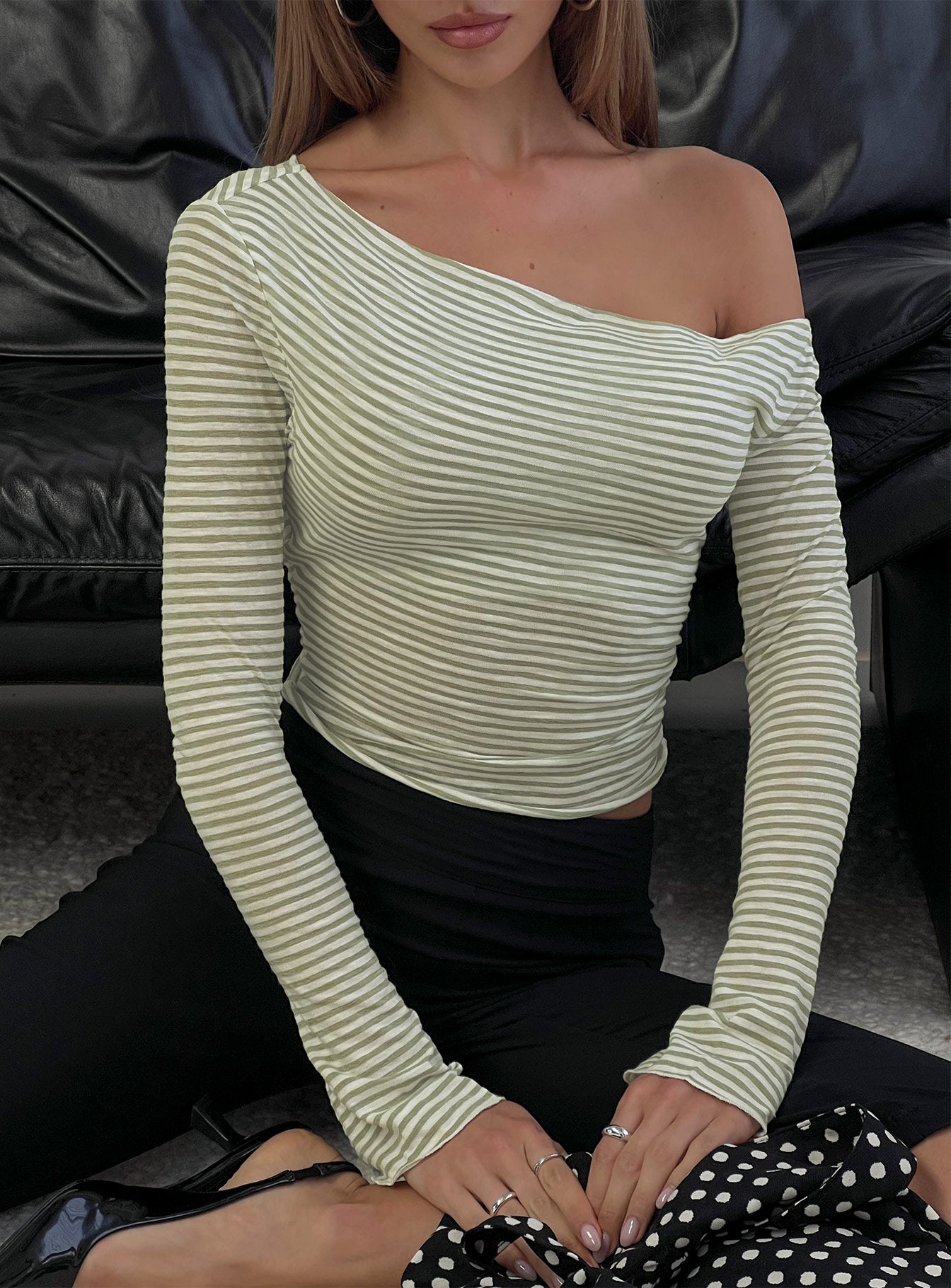 Synergies Long Sleeve Top Sage / White Stripe - Image 8