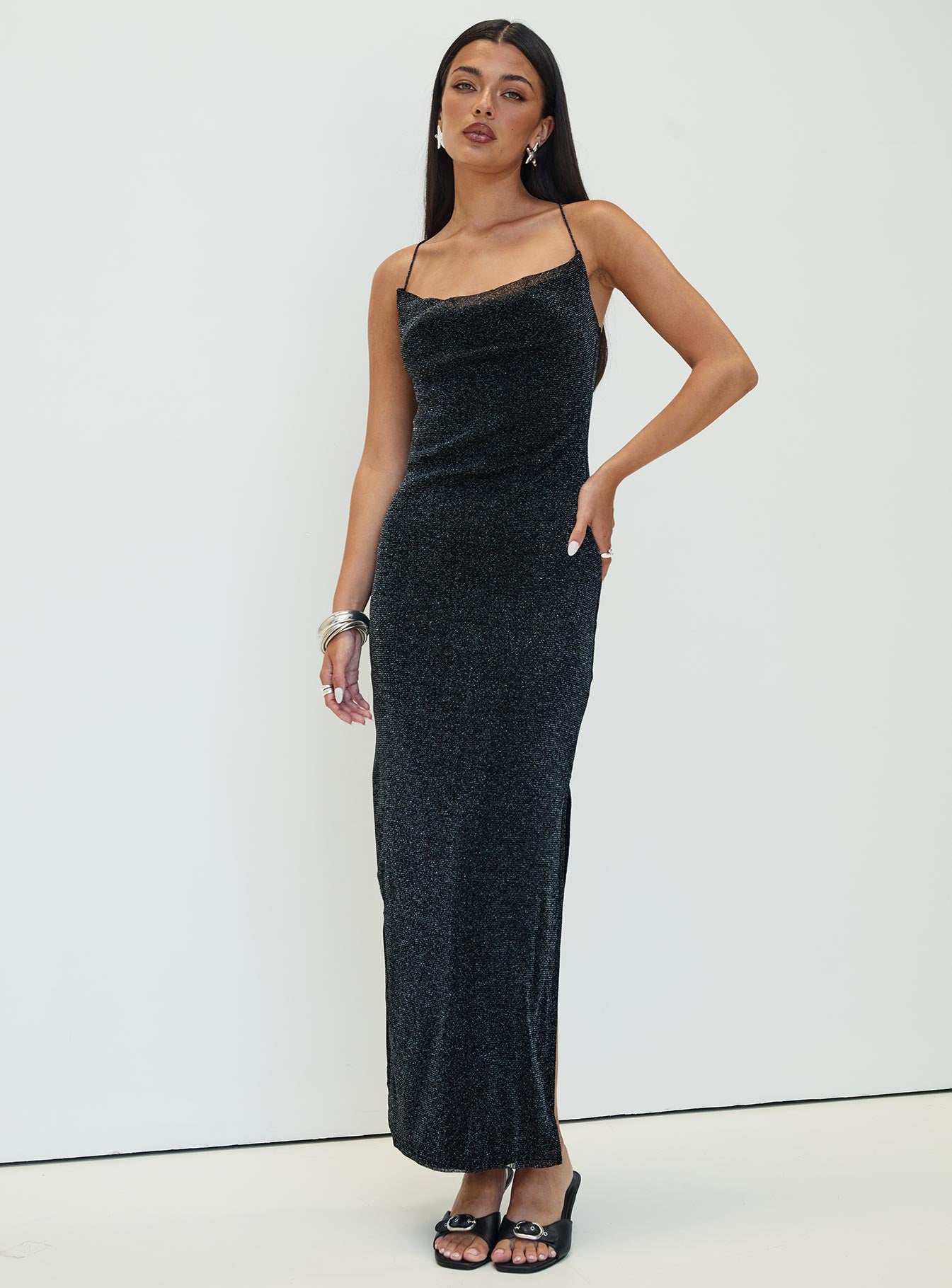 Cutting Edge Maxi Dress Black Glitter - Image 7