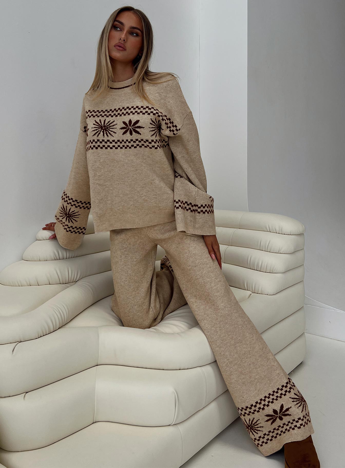 Anok Star Pants Brown / Cream - Image 9