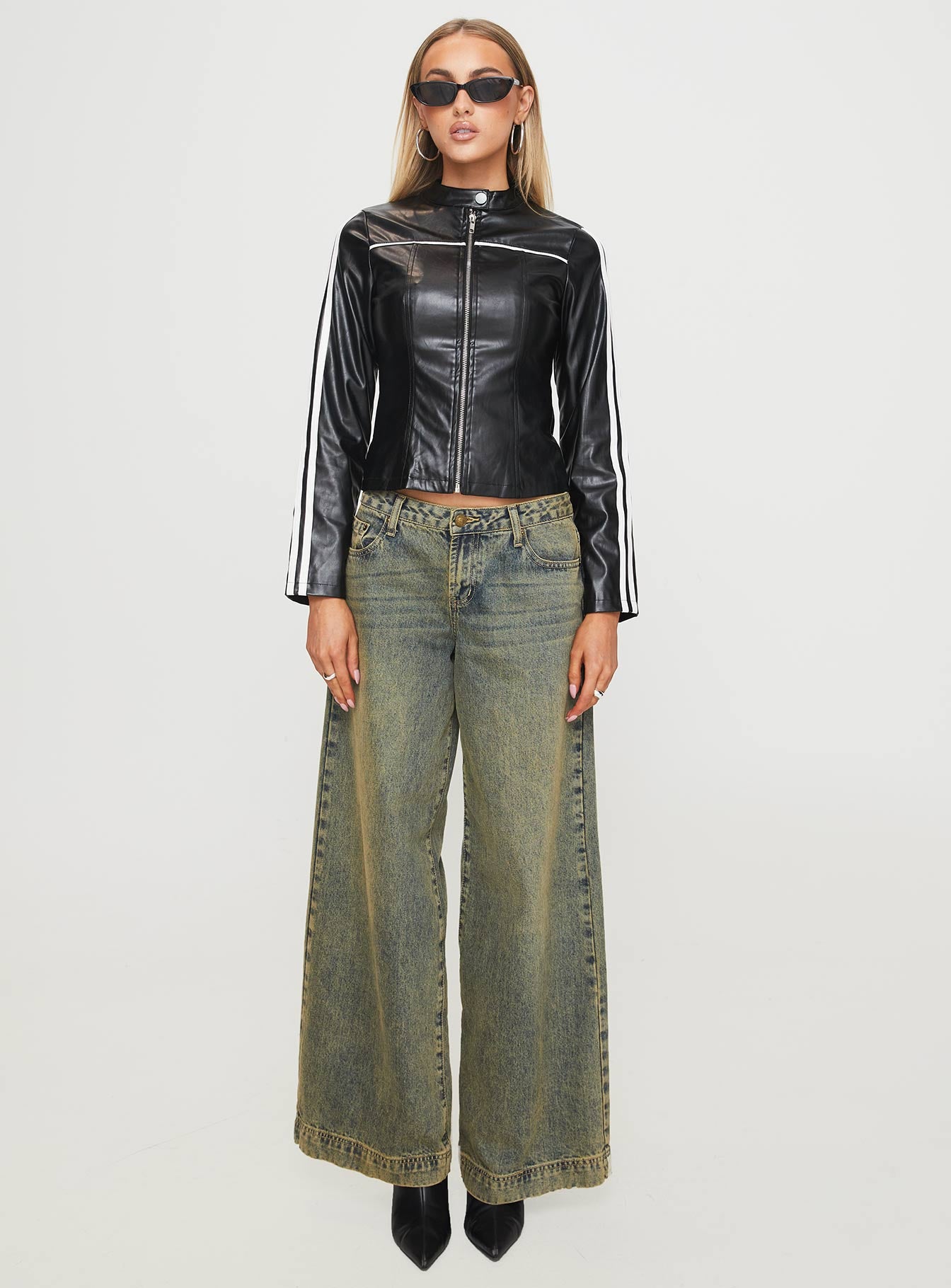 Lowgan Faux Leather Jacket Black - Image 8