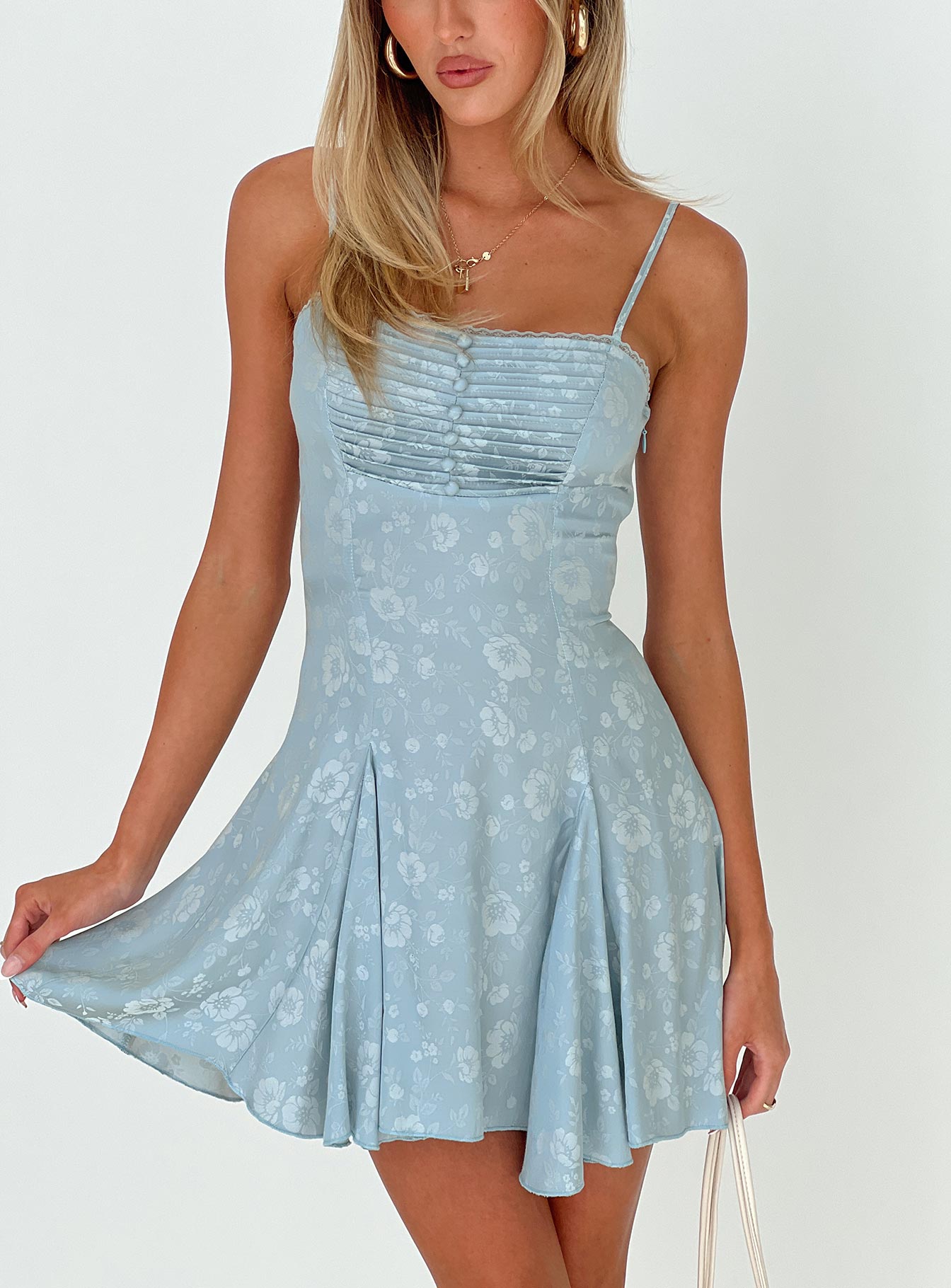Bluebird Jacquard Mini Dress Blue - Image 8