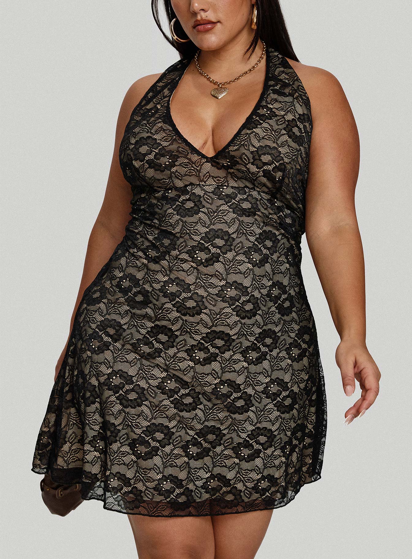 Sonella Lace Halter Mini Dress Black Curve - Image 8
