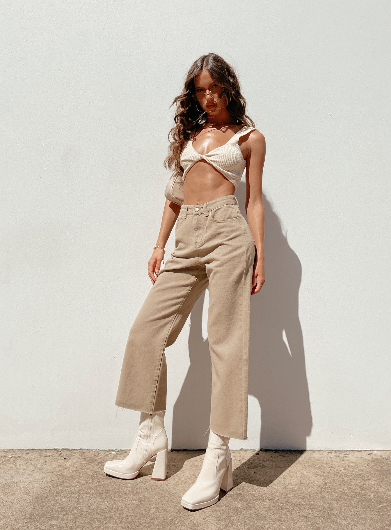 Ruby Cropped Jeans Tan - Image 7