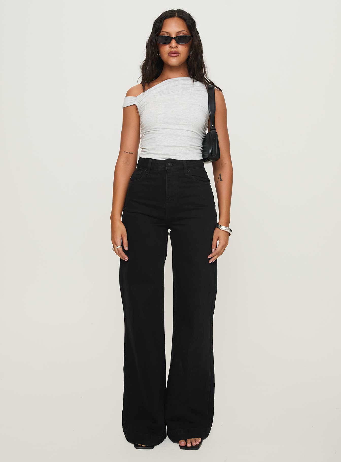 Goldie High Rise Wide Leg Jeans True Black - Image 7