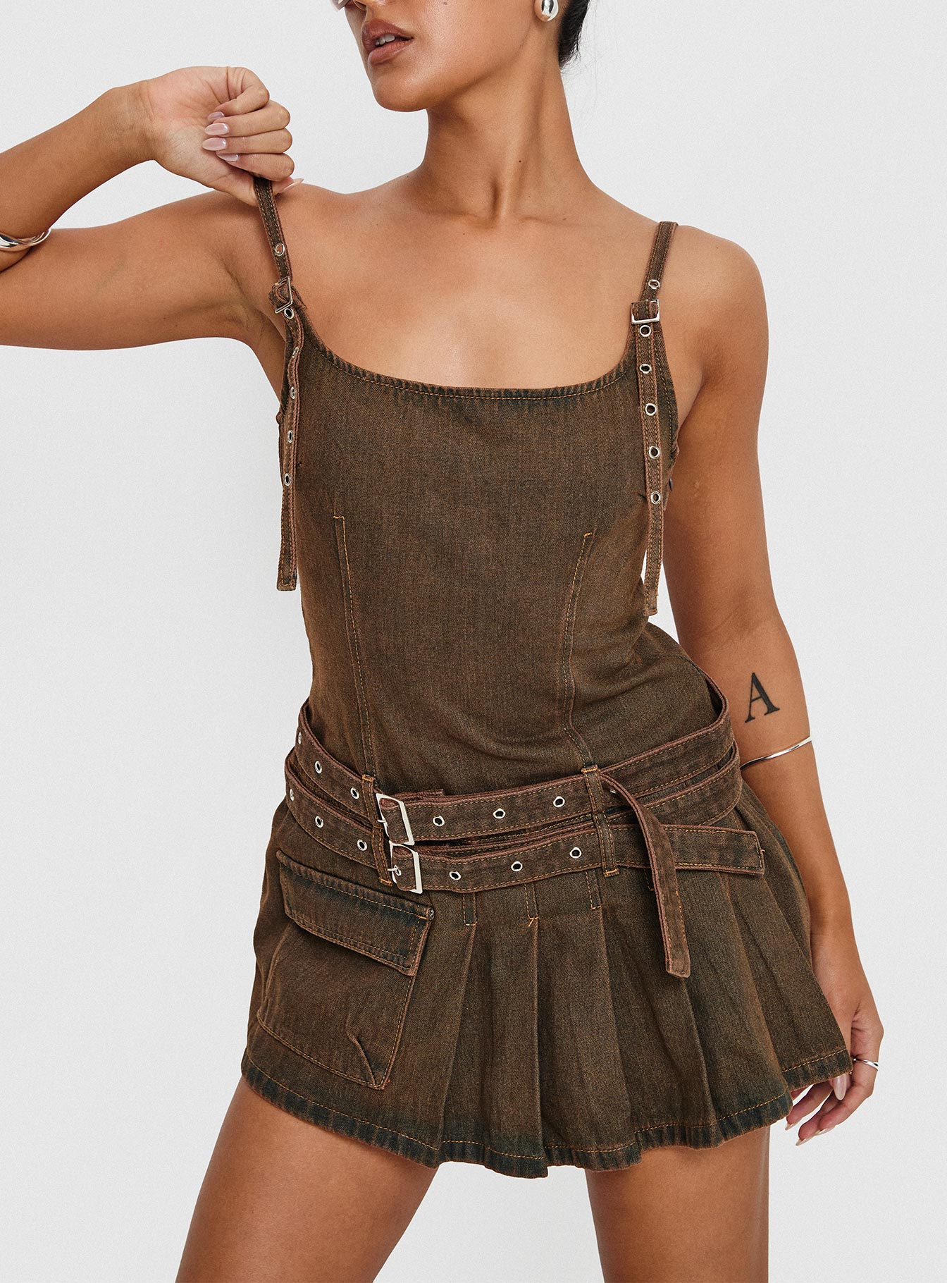 Biker Mini Dress Petrol - Image 9