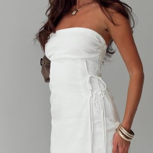 New Beginnings Strapless Mini Dress White