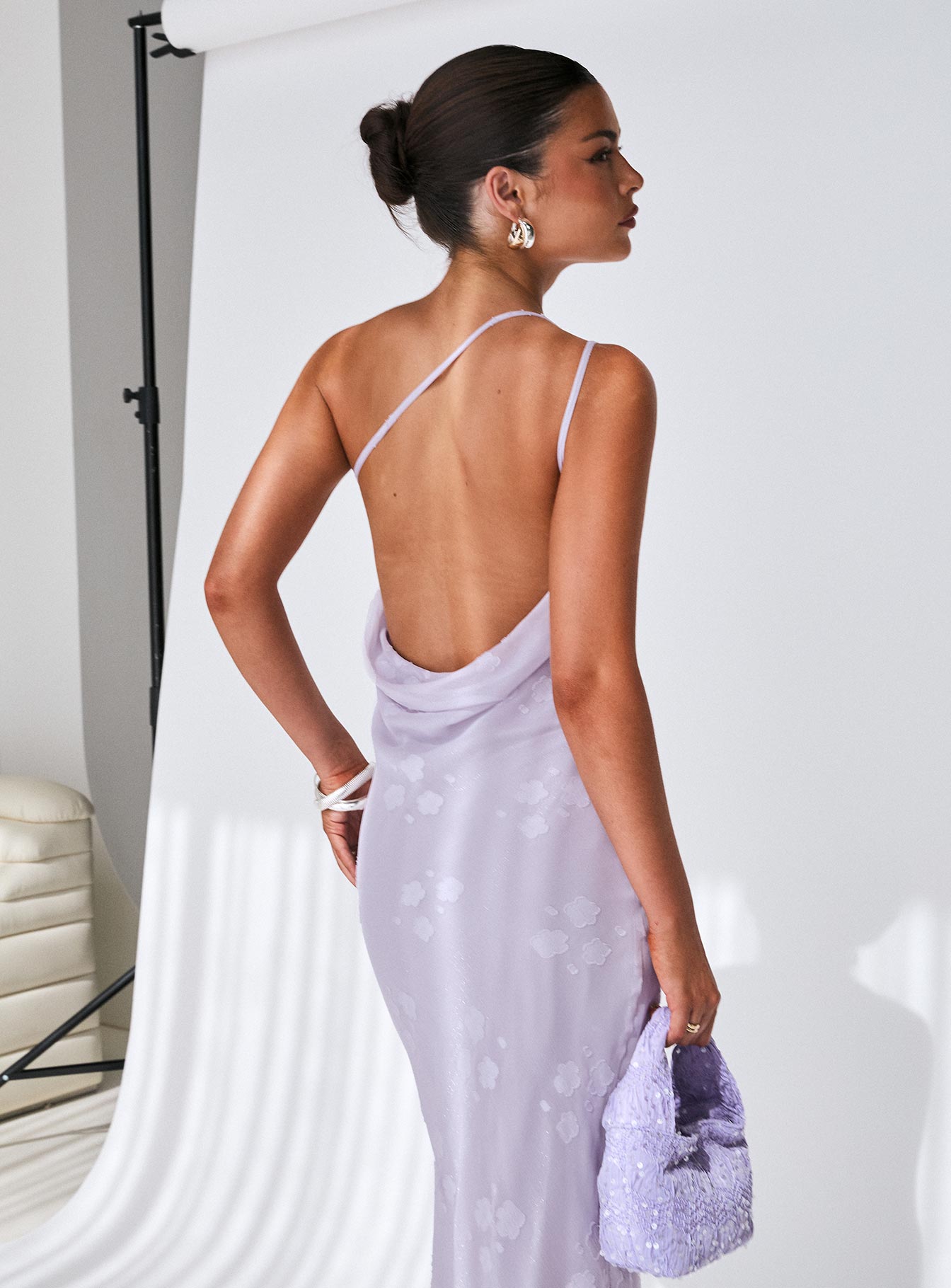 Jazmira One Shoulder Maxi Dress Lilac - Image 9