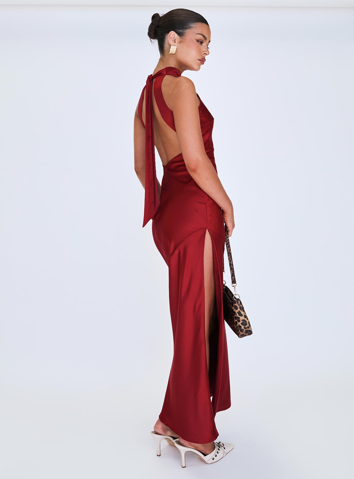 Mordecai Halter Maxi Dress Burgundy - Image 9