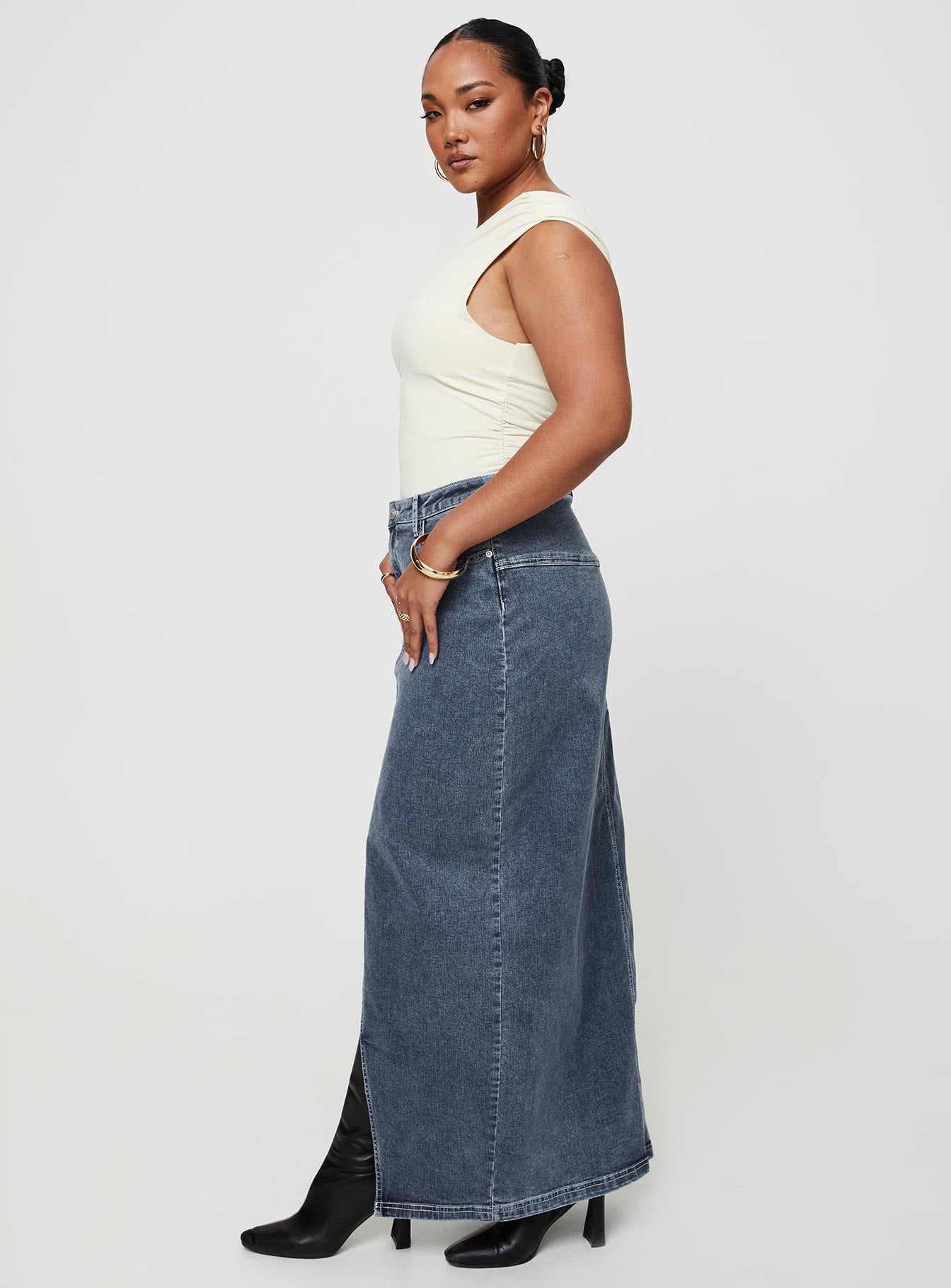 Batkins Maxi Skirt Dark Wash Denim - Image 10