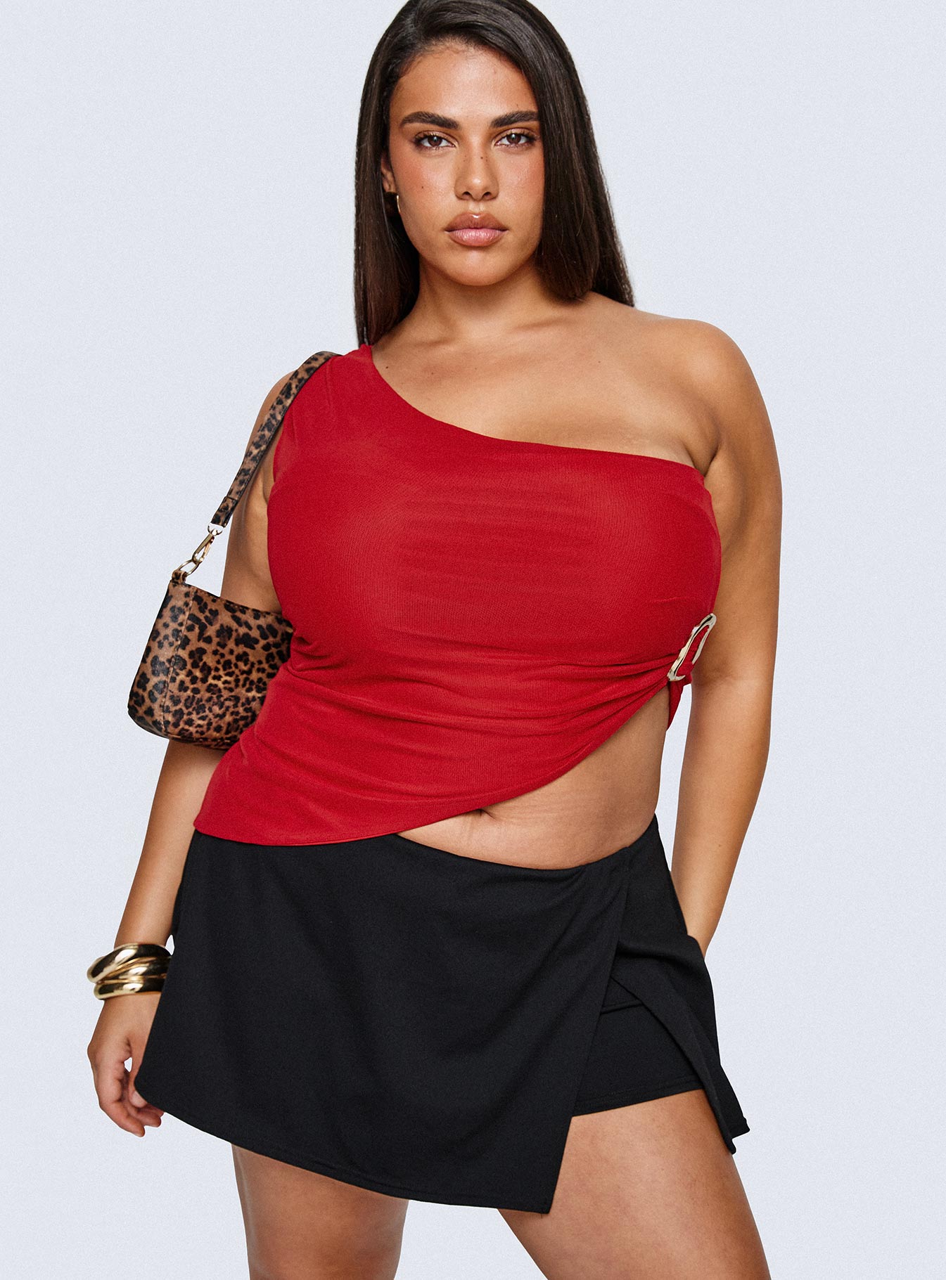 Machiatto One Shoulder Top Red Curve - Image 9