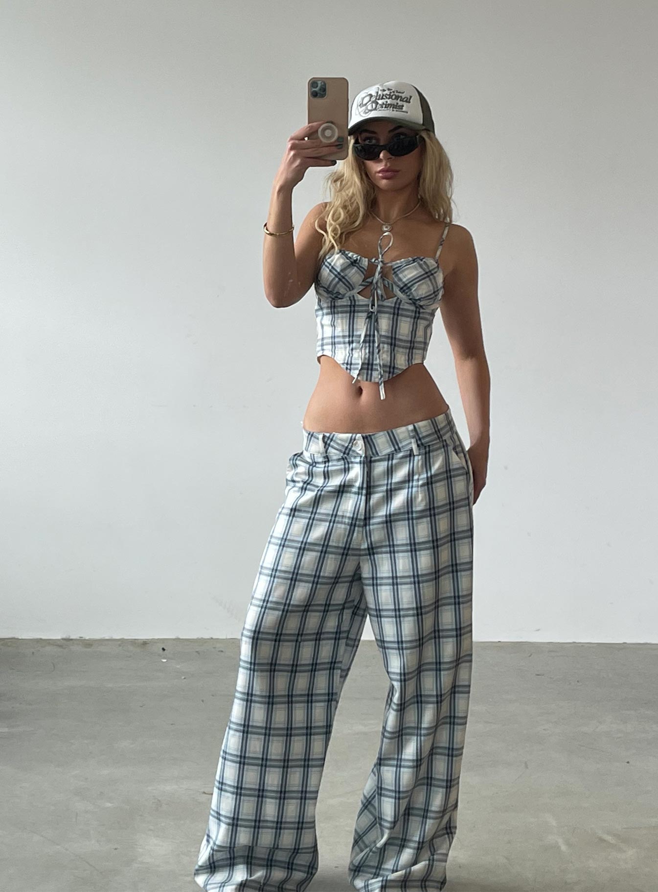 JGR & STN Cami Plaid Trouser Blue Check - Image 8