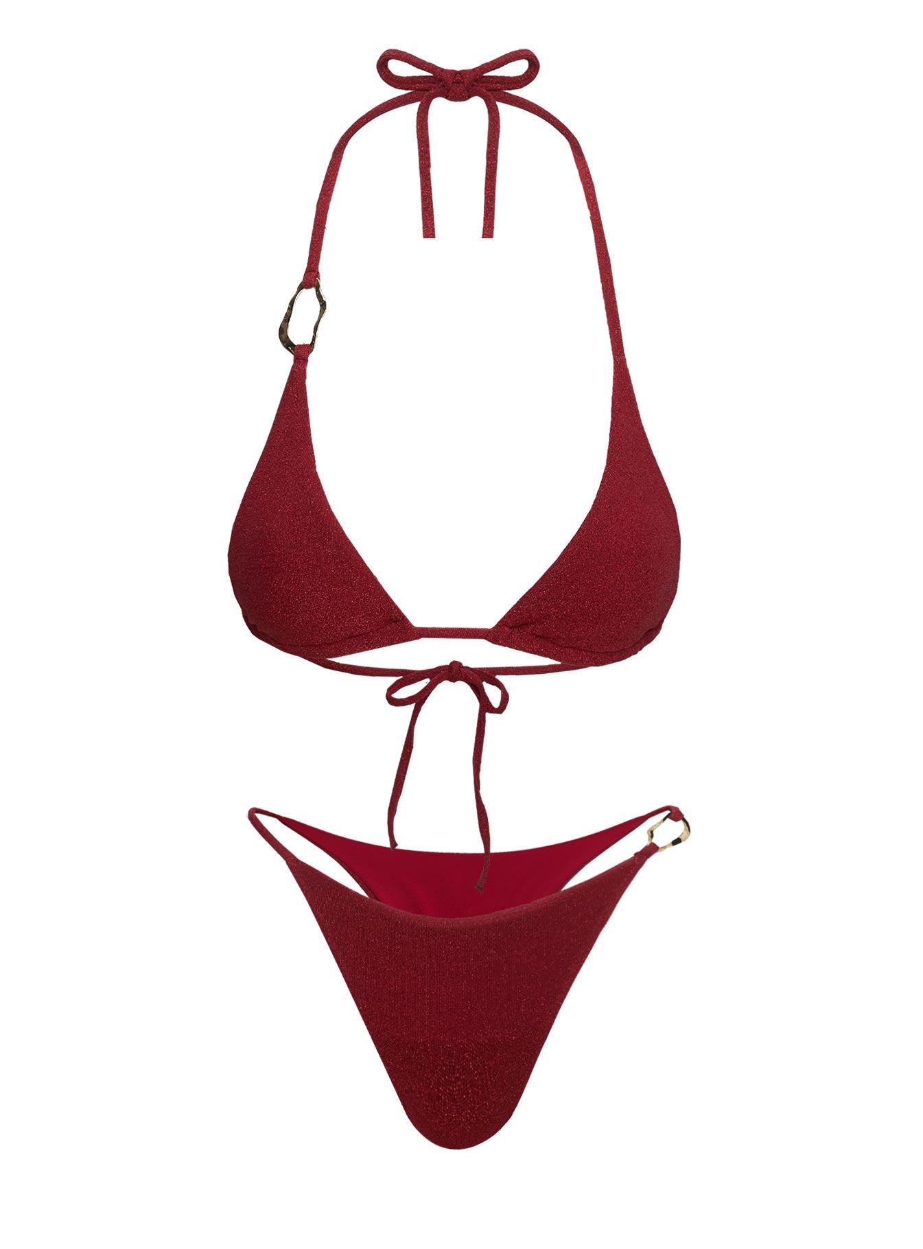 Aimi Glitter Triangle Bikini Top Red - Image 7