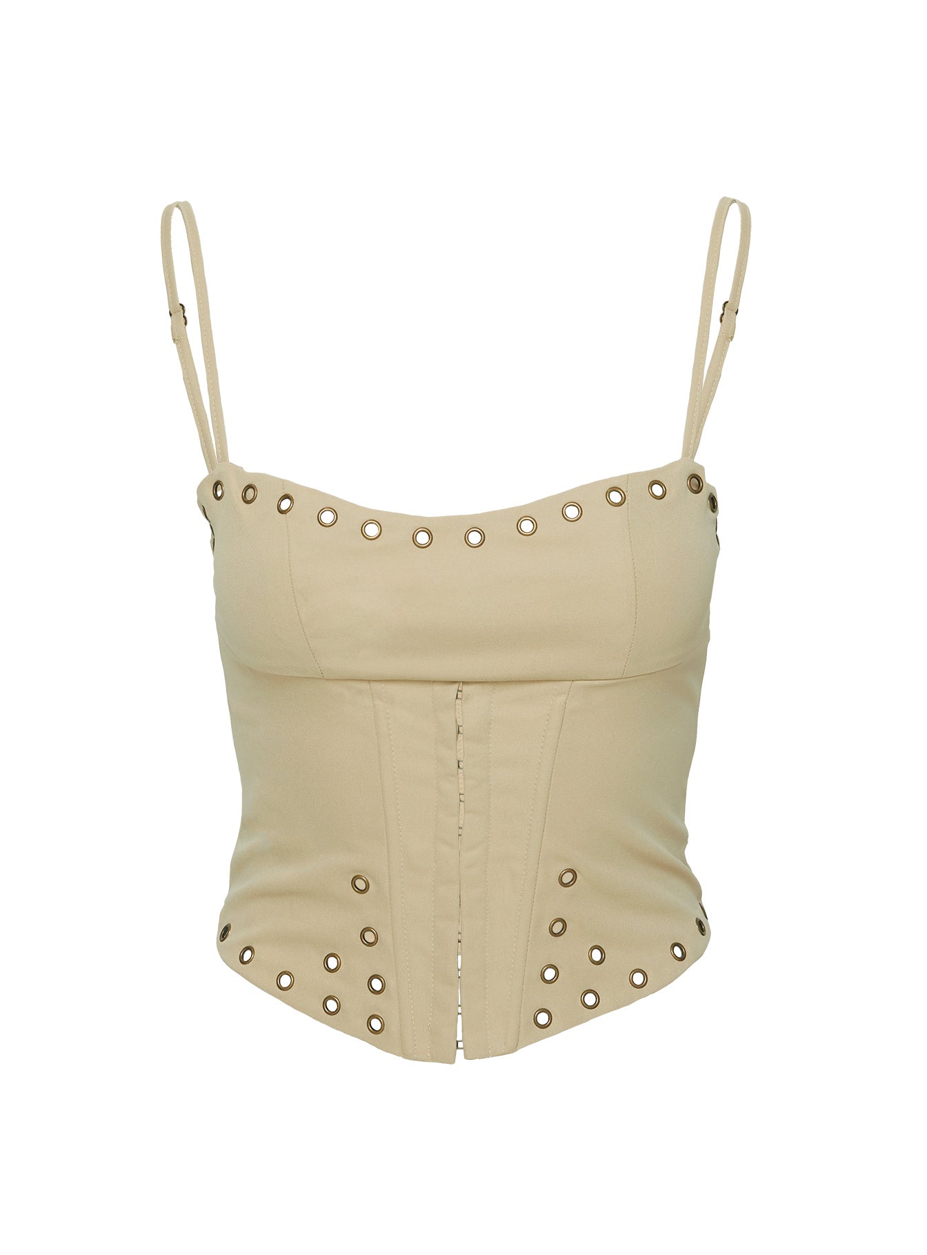 Alinzia Eyelet Corset Top Beige - Image 5