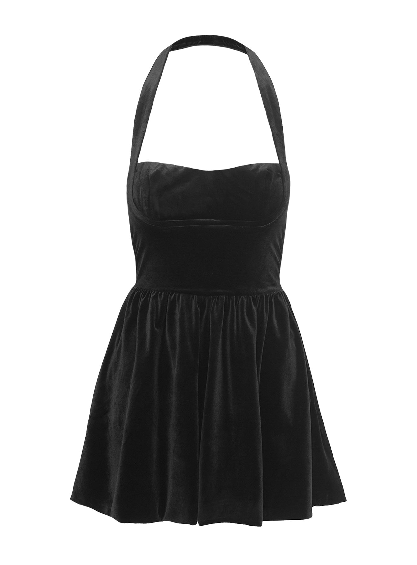 Araminta Velour Mini Dress Black - Image 5