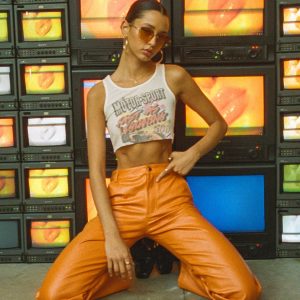 Ashlea PU Pants Orange