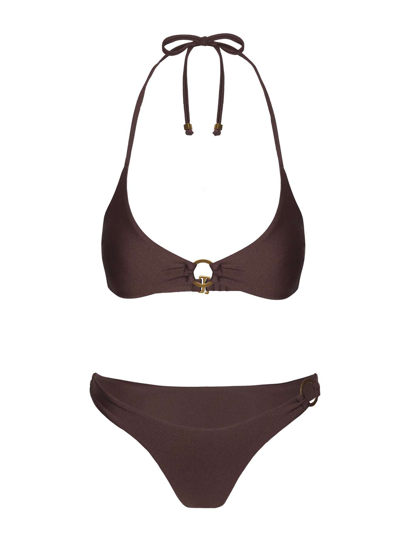 Athia Halter Shine Bikini Top Brown - Image 6