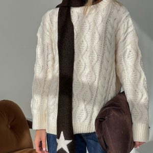 Abelia Star Graphic Scarf Brown / Cream