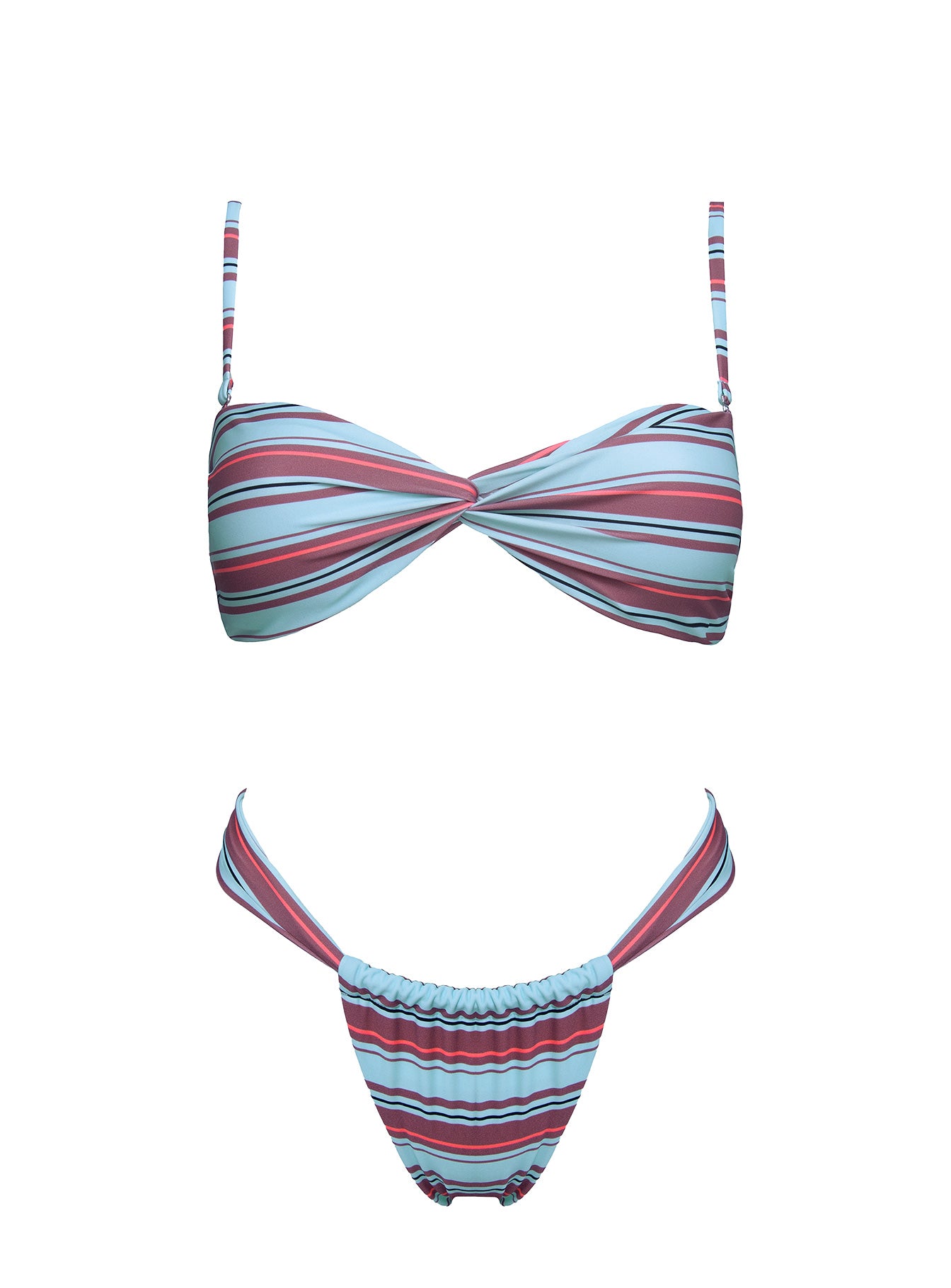 Summer Season Ruched Side Bikini Bottoms Blue Stripe - Image 5