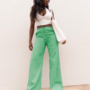 Aubrie Wide Leg Pants Green