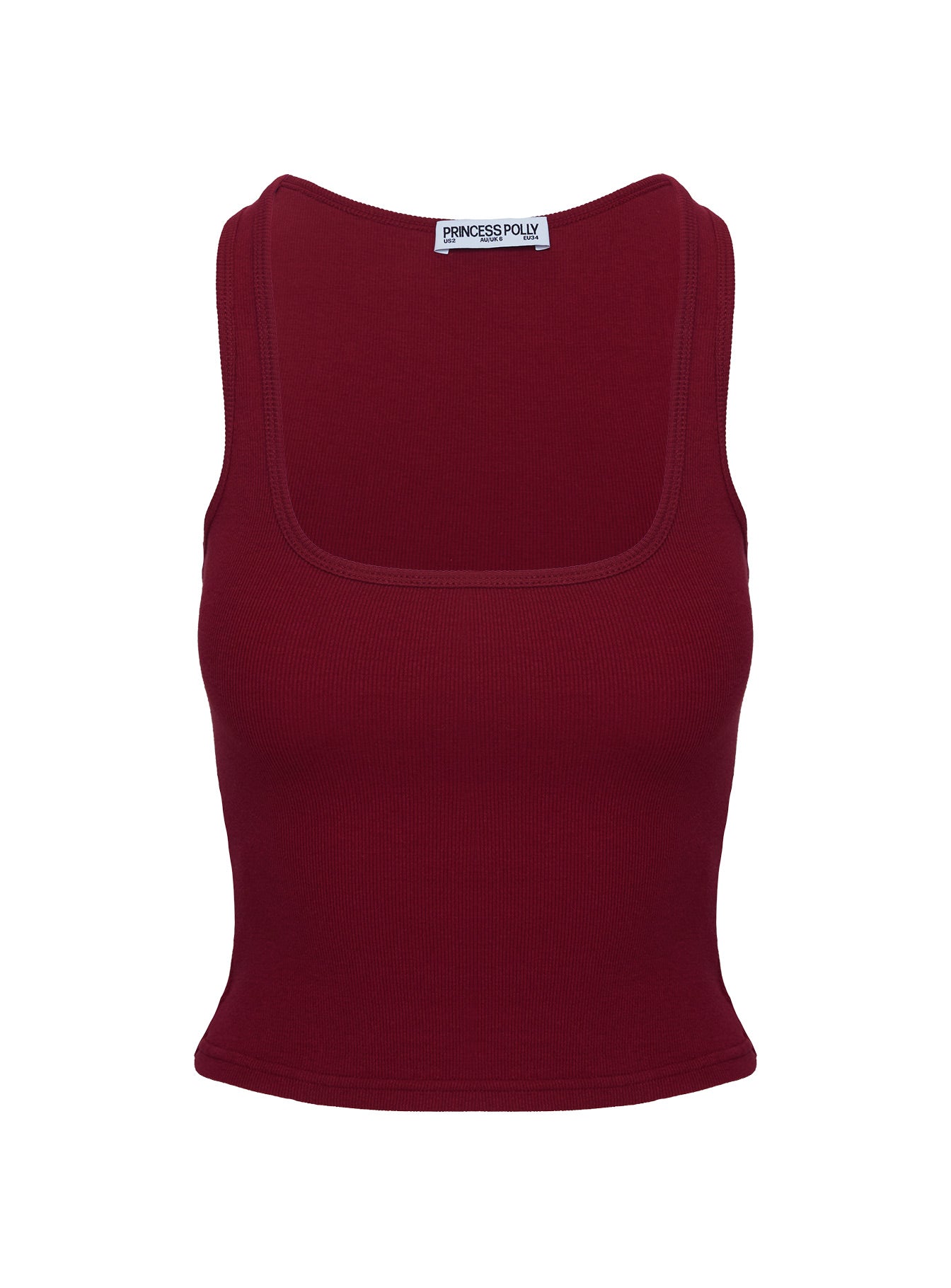 Baseline Square Neck Rib Tank Top Red - Image 10