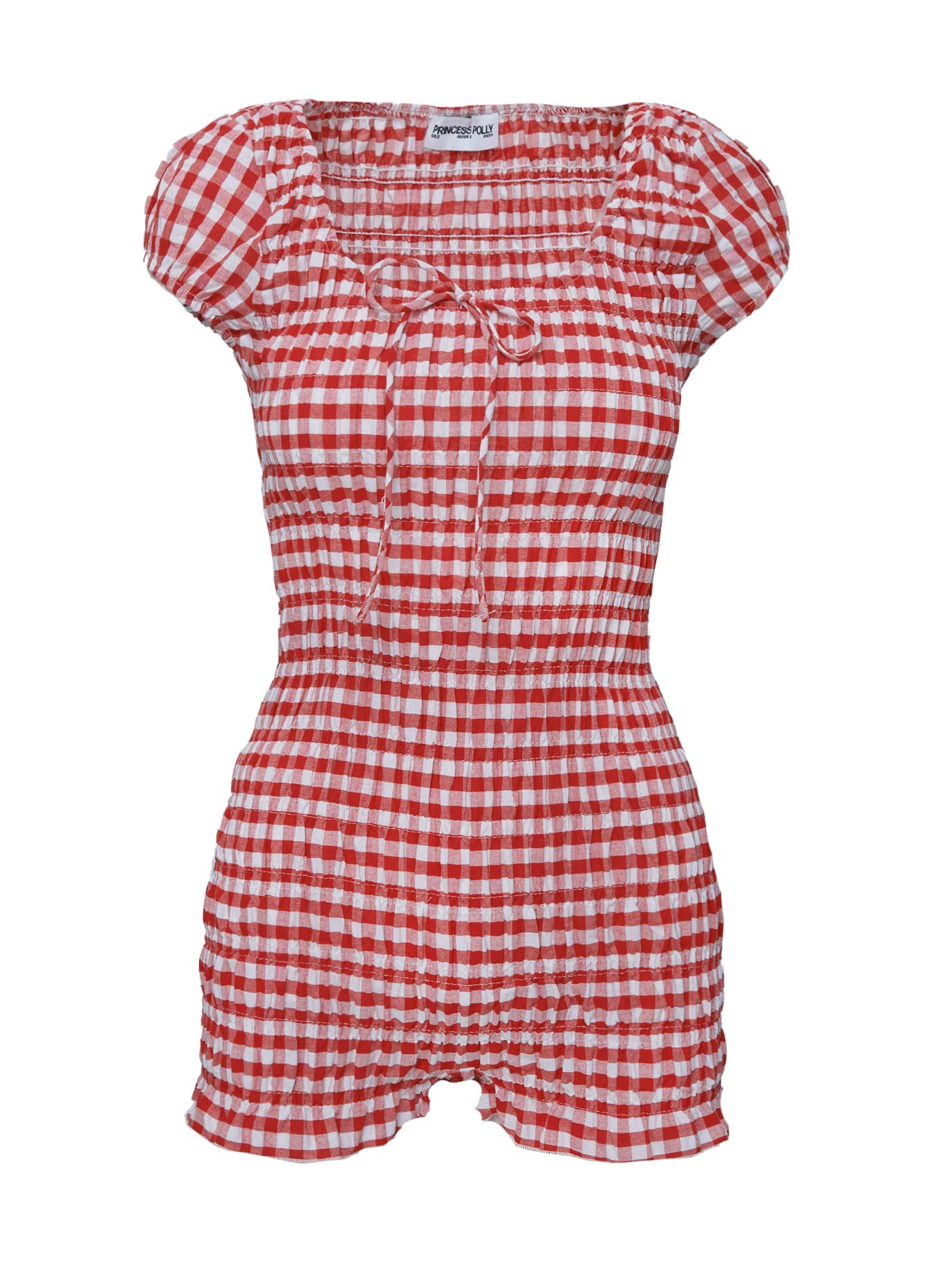 Bashful Playsuit Red Check - Image 5