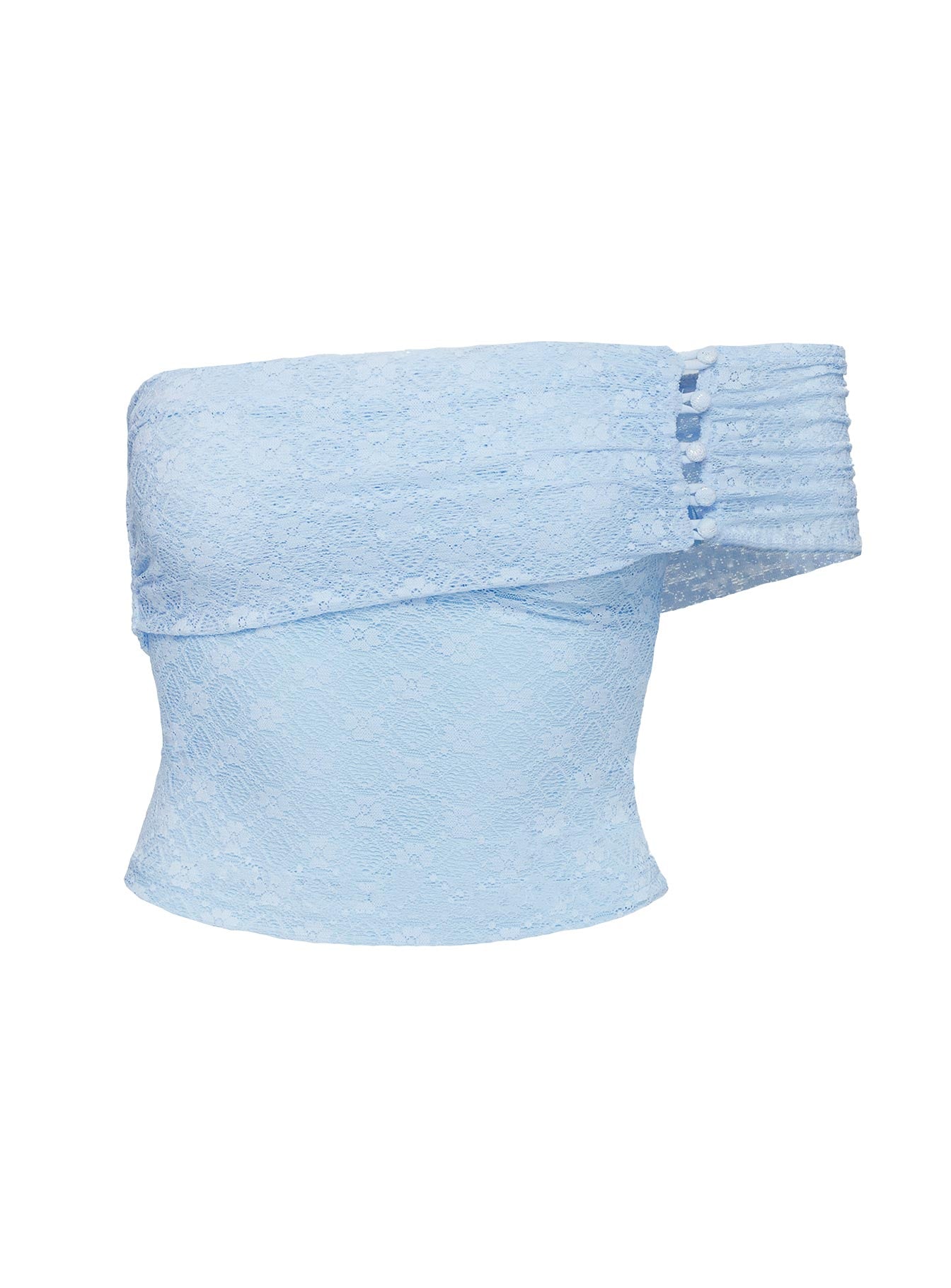 Believe In Paradise Off Shoulder Mesh Top Blue - Image 7