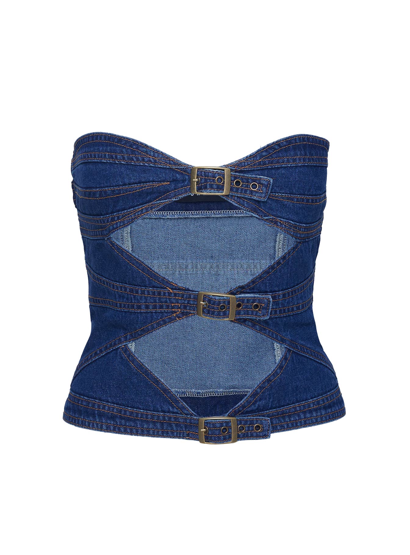 Buckle Corset Top Dark Denim - Image 6