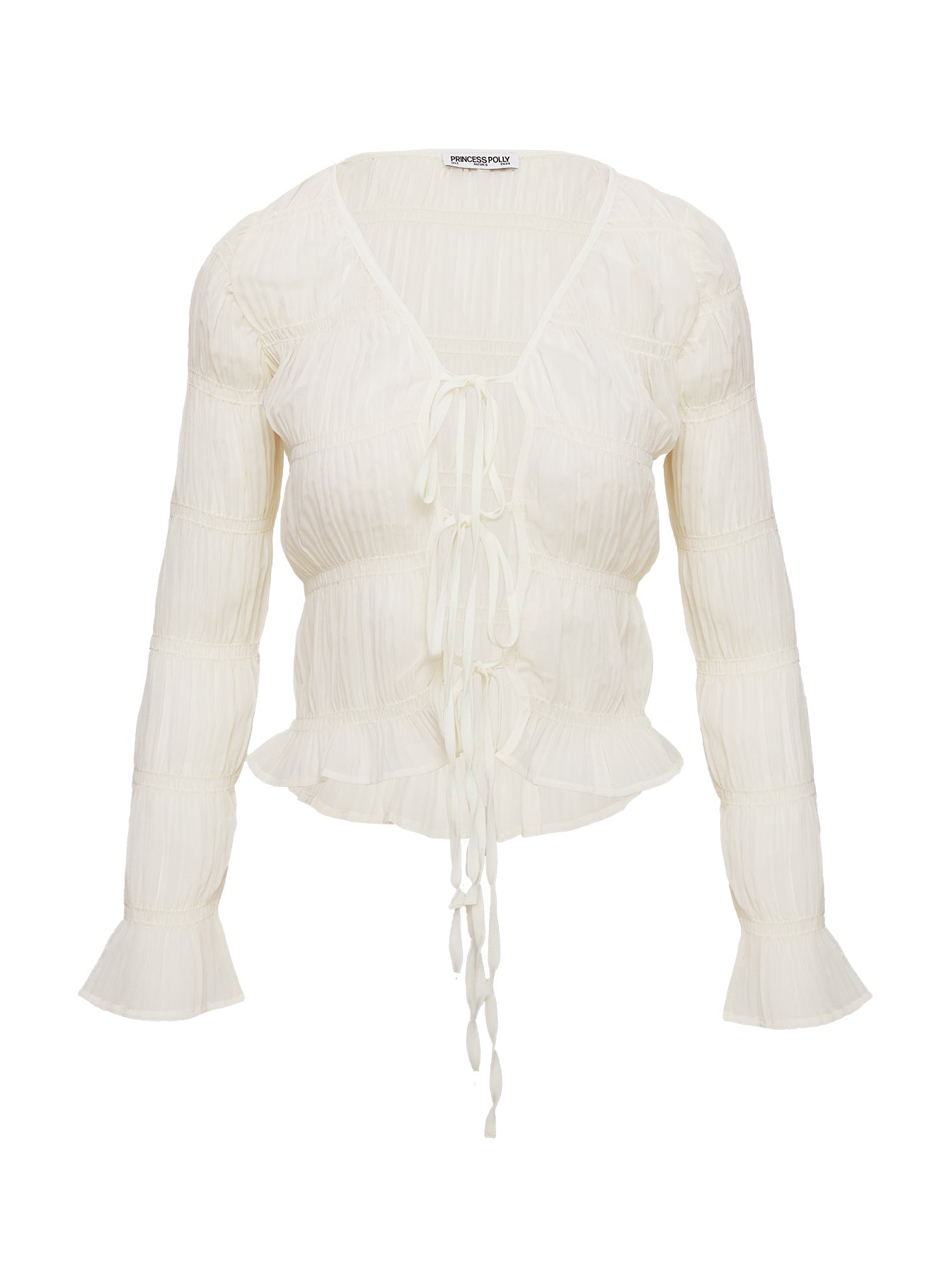 Carnelian Frill Long Sleeve Top Cream - Image 5
