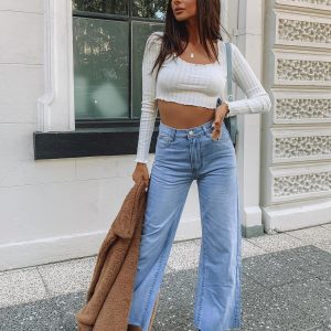 Cece Hammer High Rise Wide Leg Jeans Vintage Blue Denim