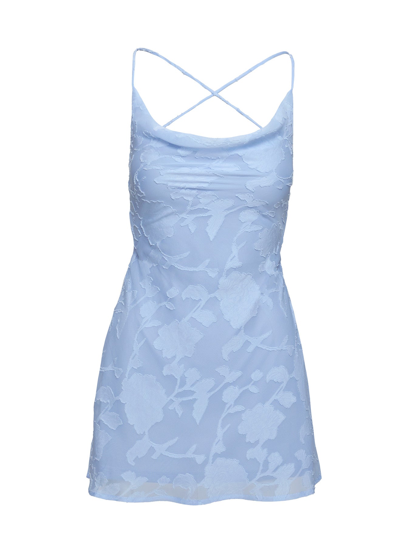 Celena Mini Dress Light Blue Burnout - Image 8